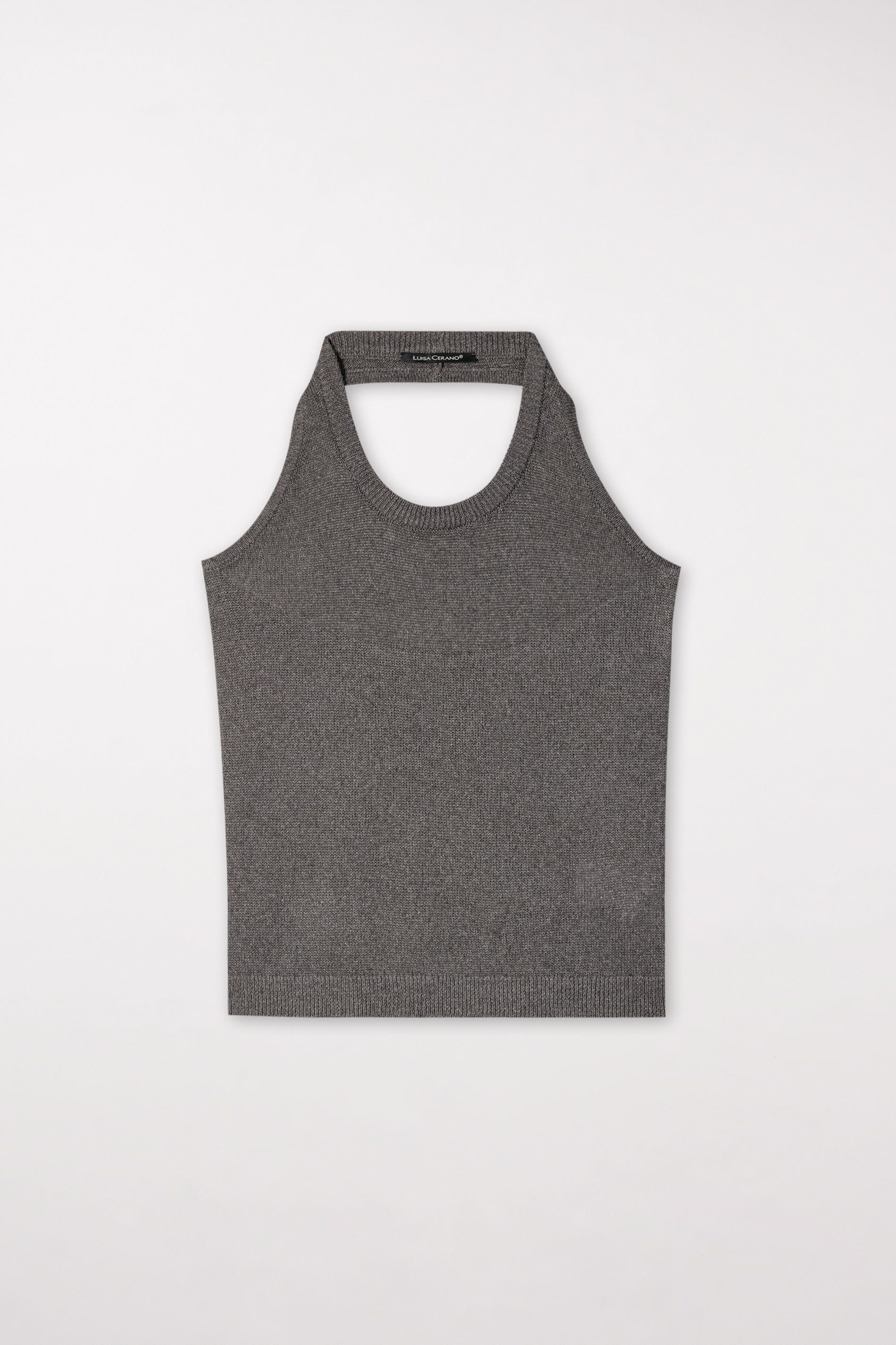 Neckholder-Stricktop - taupe - Standard | Model Front
