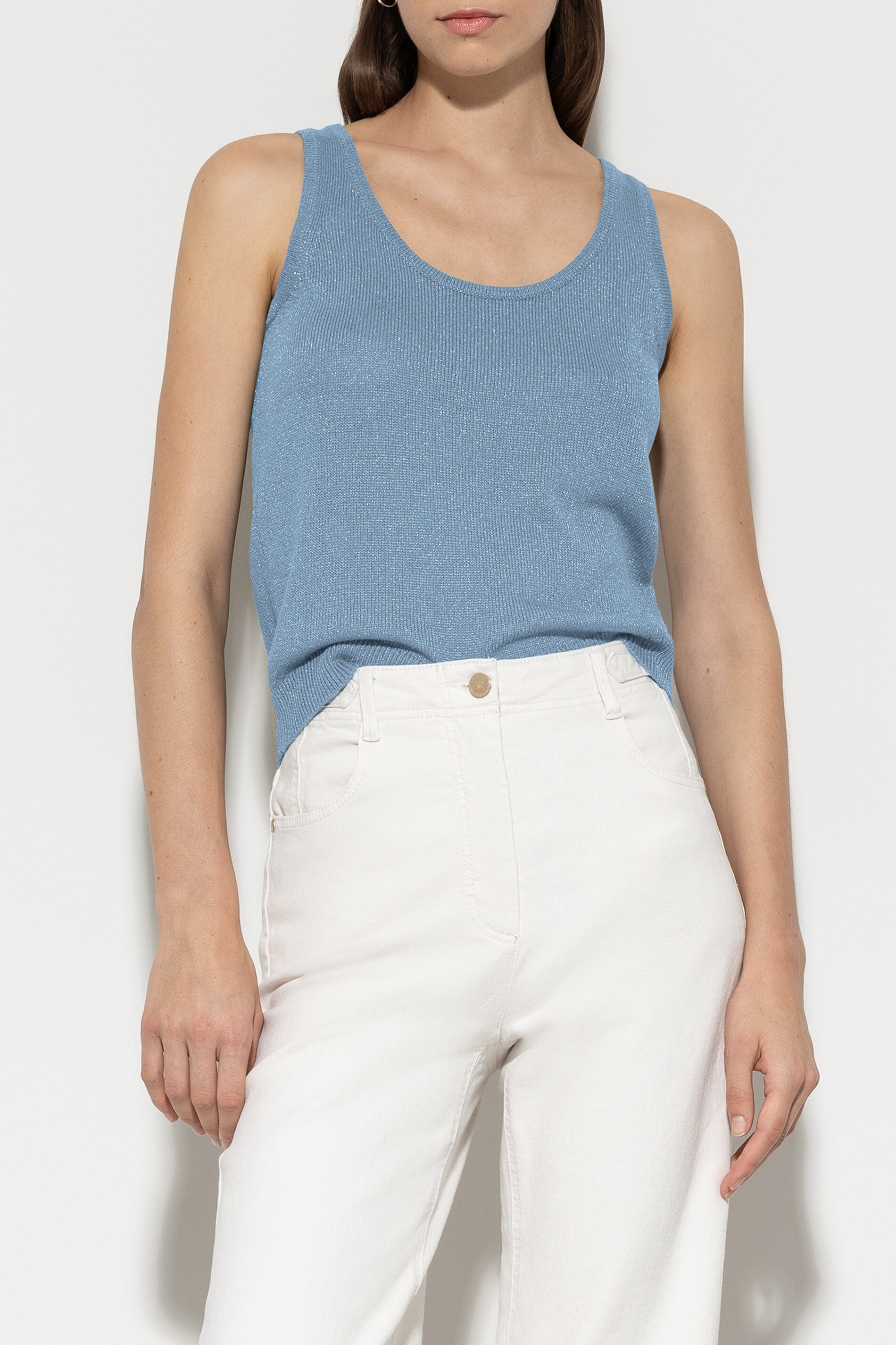 Strick-Tanktop - smoky blue - Standard | Model Seite