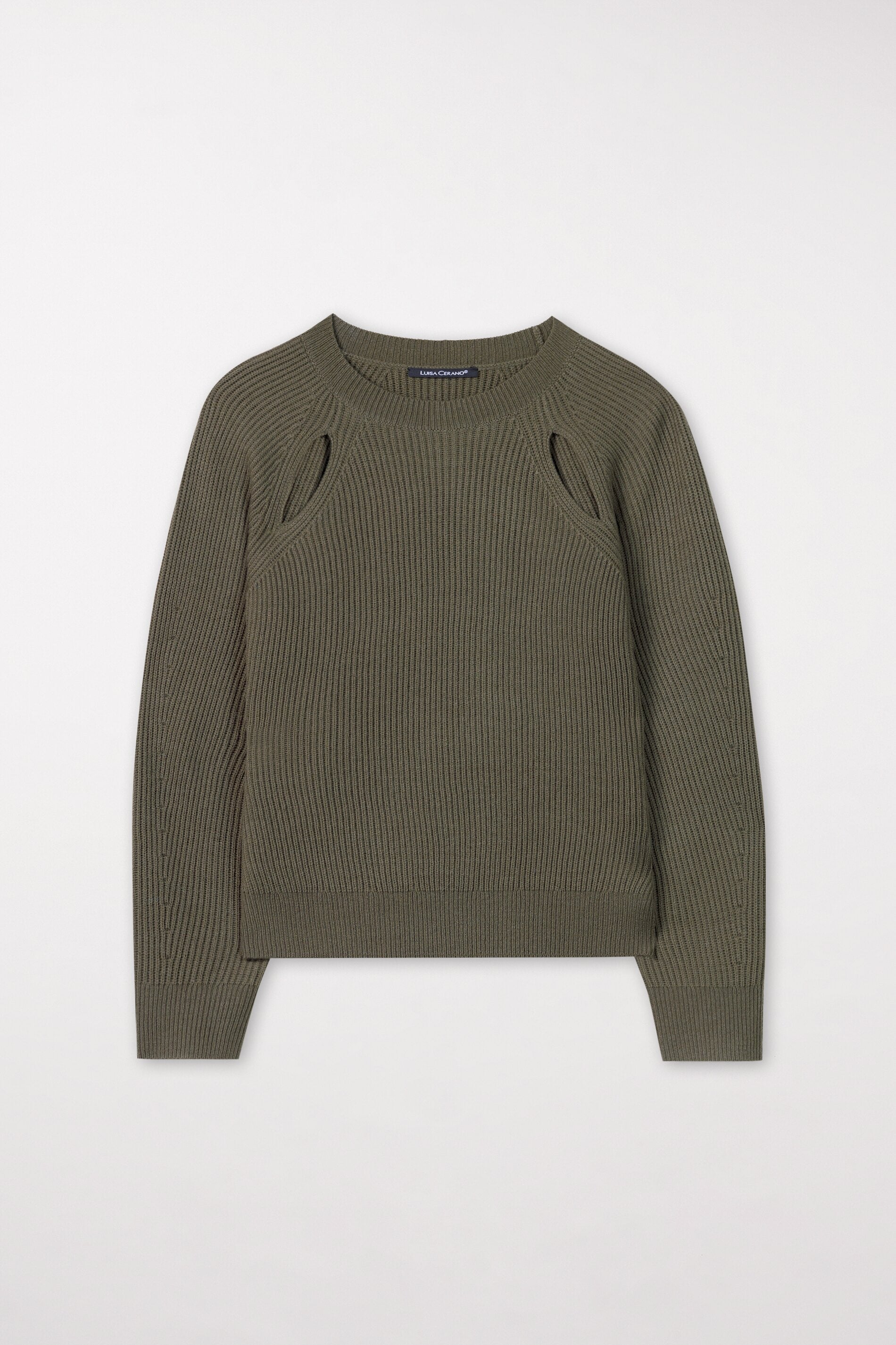Cut-Out-Pullover - greyish khaki - Standard | Model Front