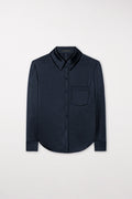 Hemdbluse aus Techno-Seide - midnight blue - Standard | Model Front