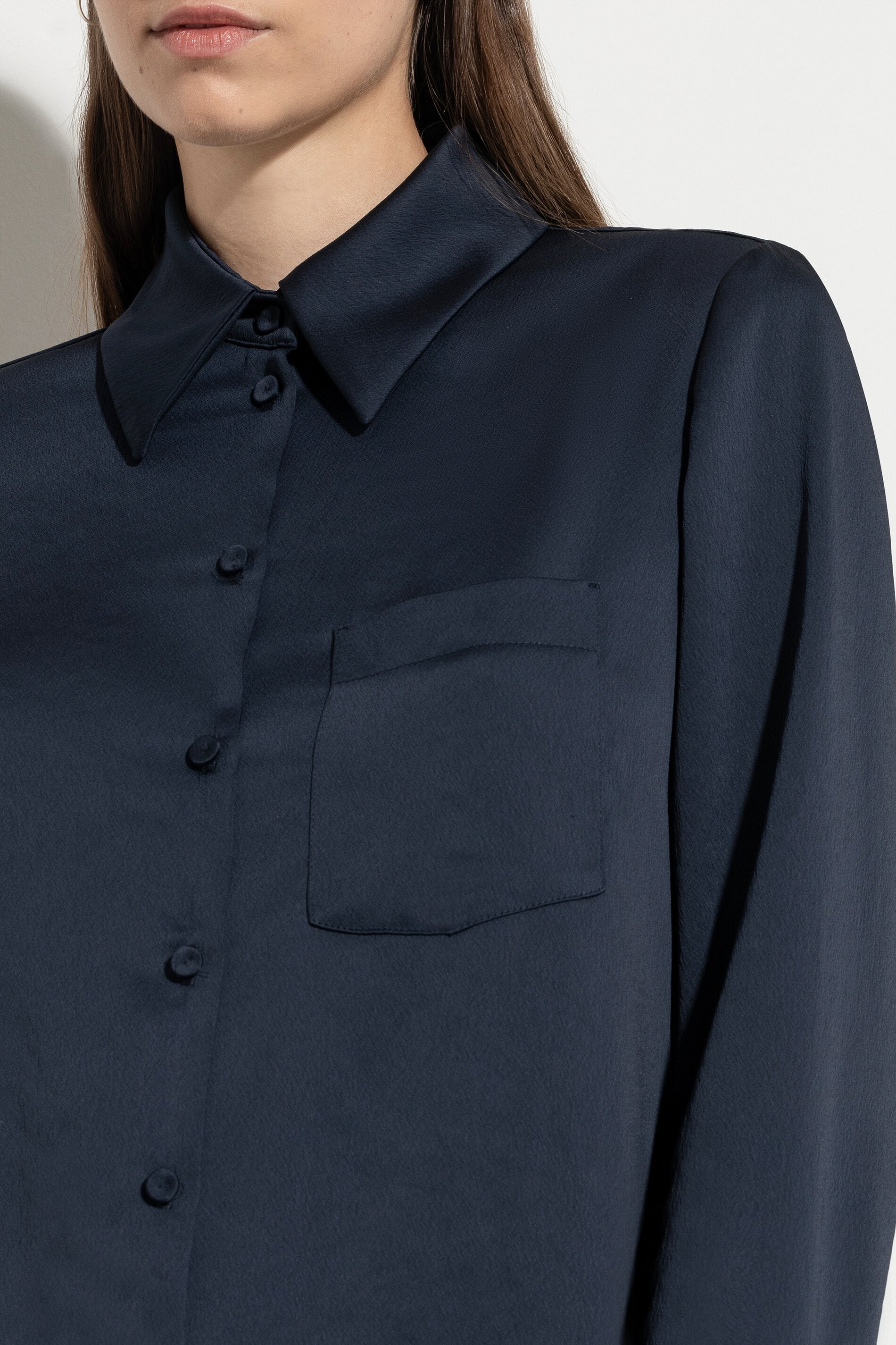 Hemdbluse aus Techno-Seide - midnight blue - Standard | Artikel Front