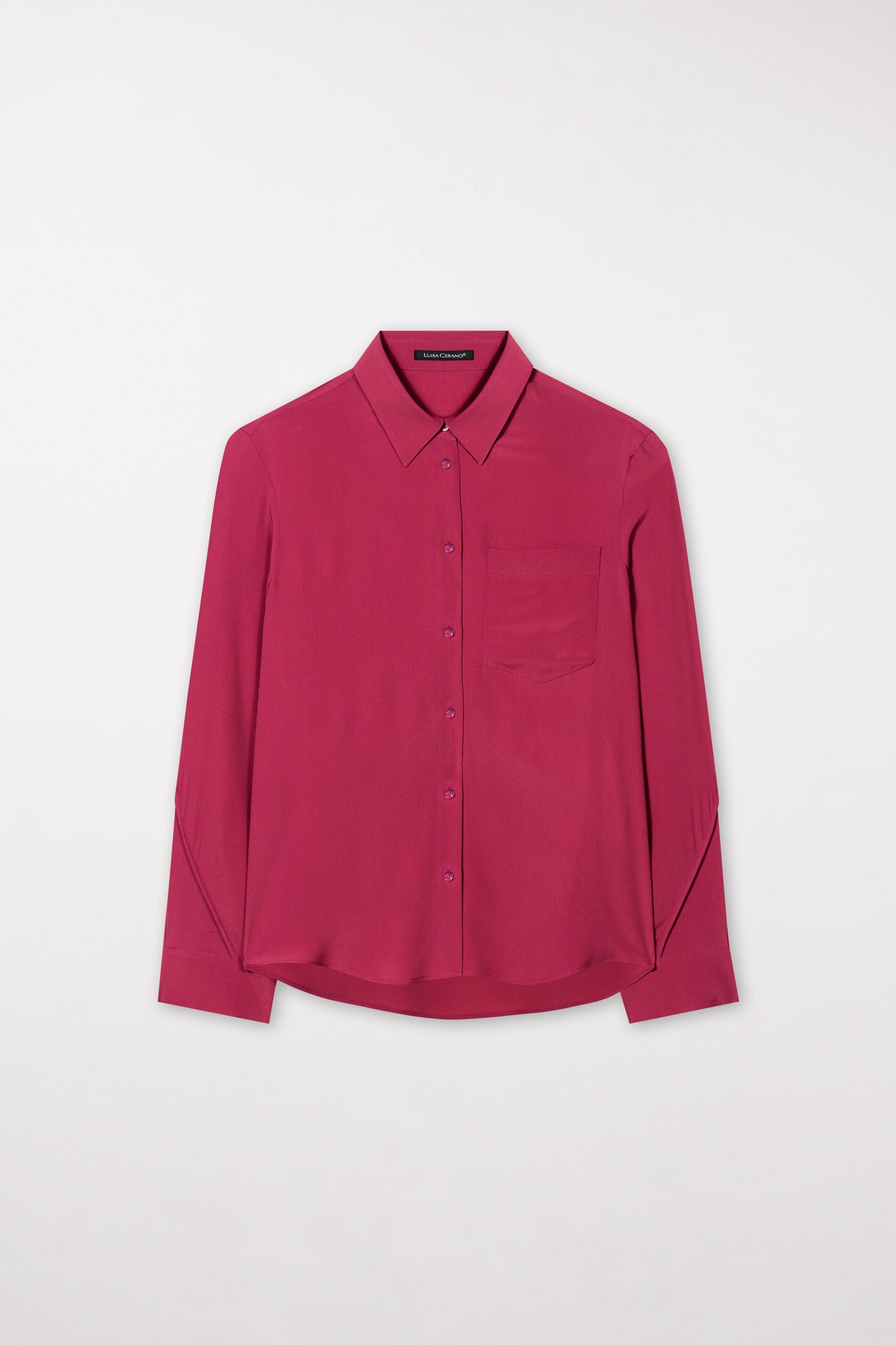 Hemdbluse aus Seiden-Mix - berry pink - Standard | Model Front