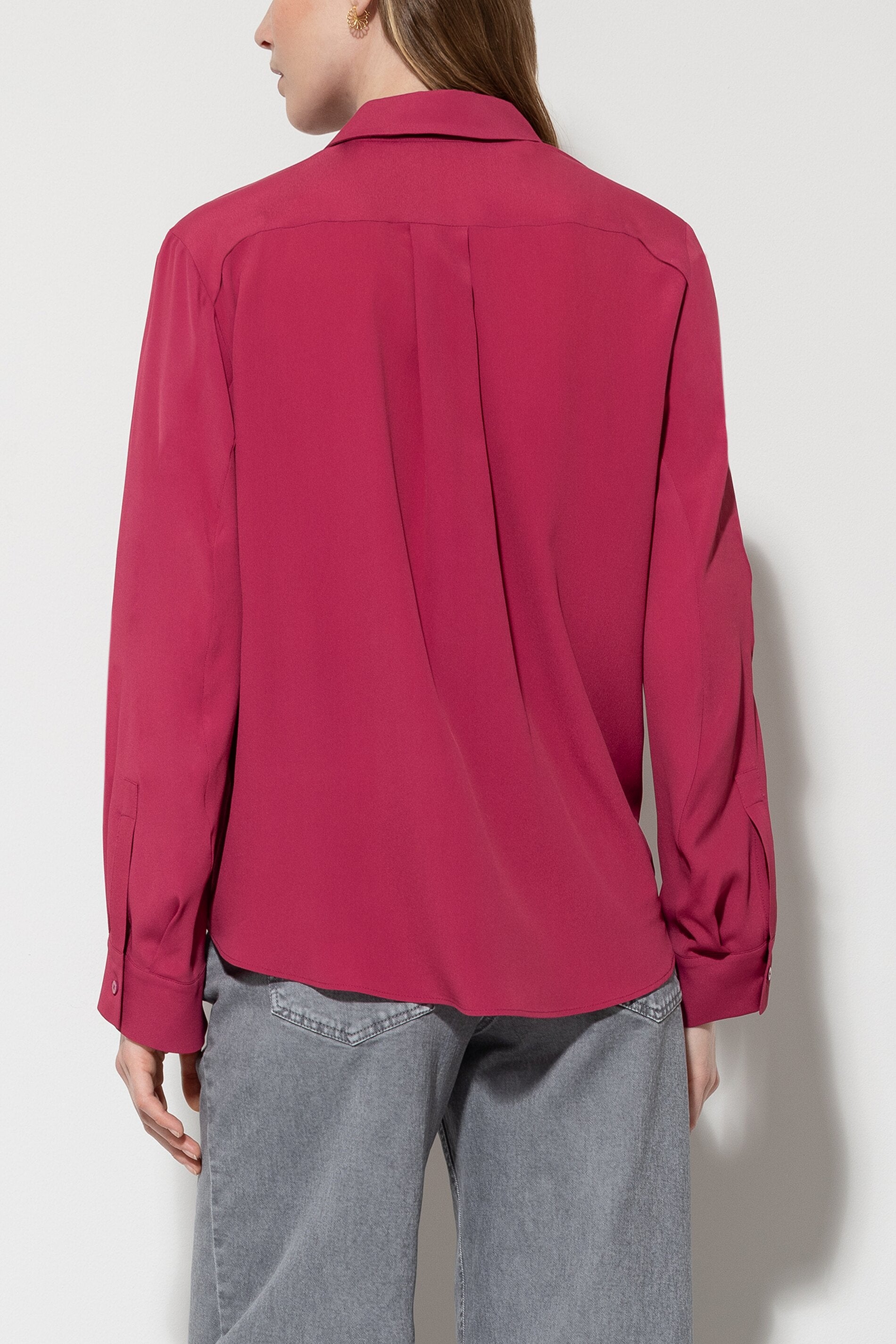 Hemdbluse aus Seiden-Mix - berry pink - Standard | Model Detail