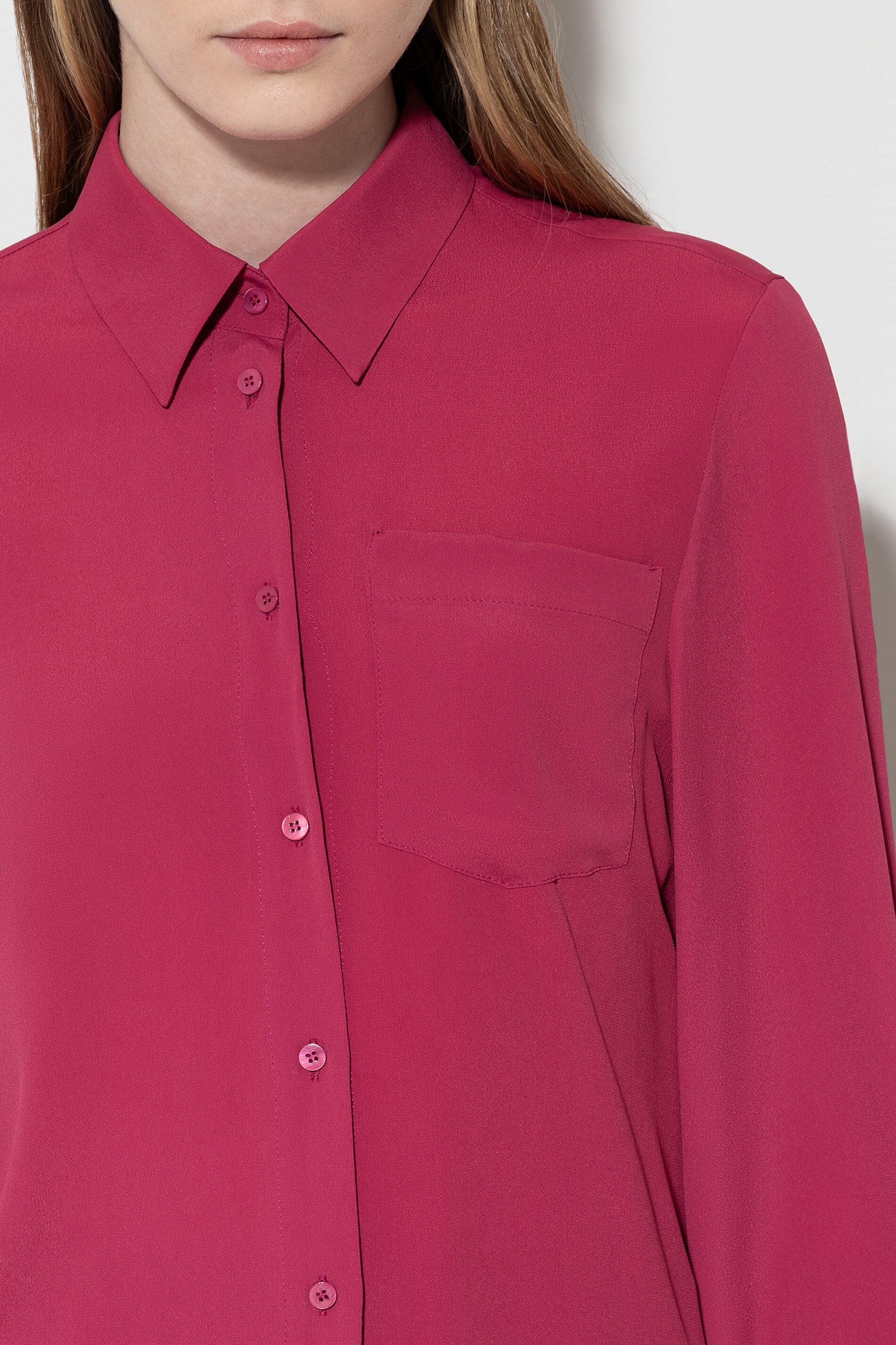 Hemdbluse aus Seiden-Mix - berry pink - Standard | Artikel Front