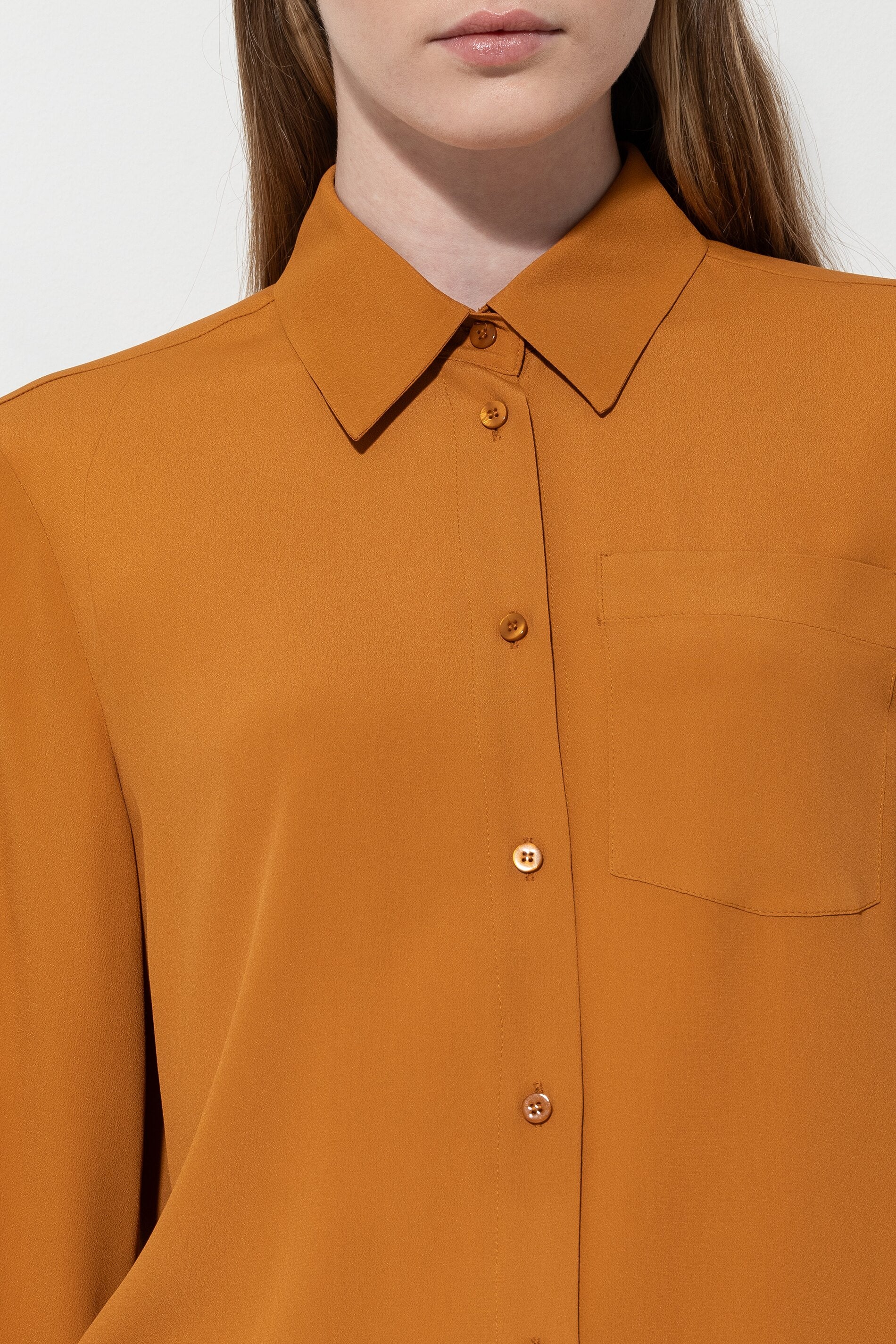 Hemdbluse aus Seiden-Mix - kurkuma - Standard | Artikel Front