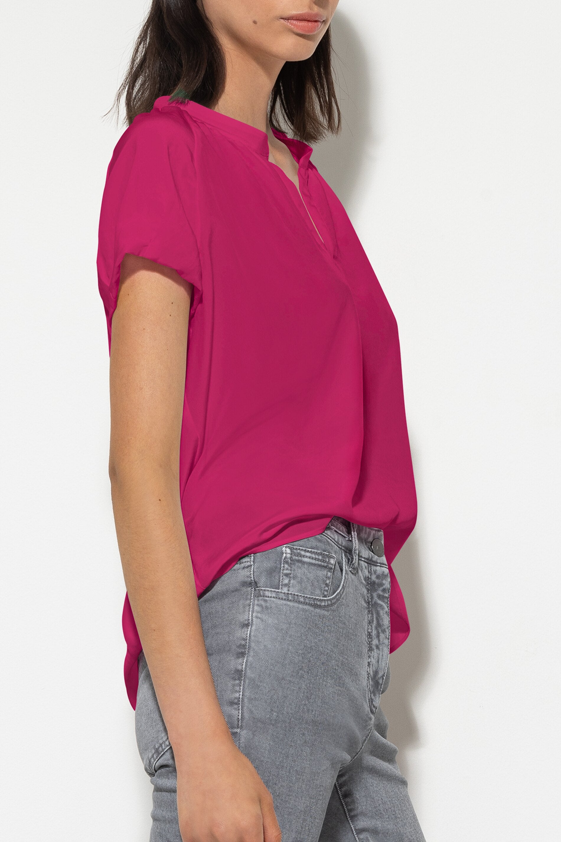 Fließendes Tunikatop - berry pink - Standard | Model Rück