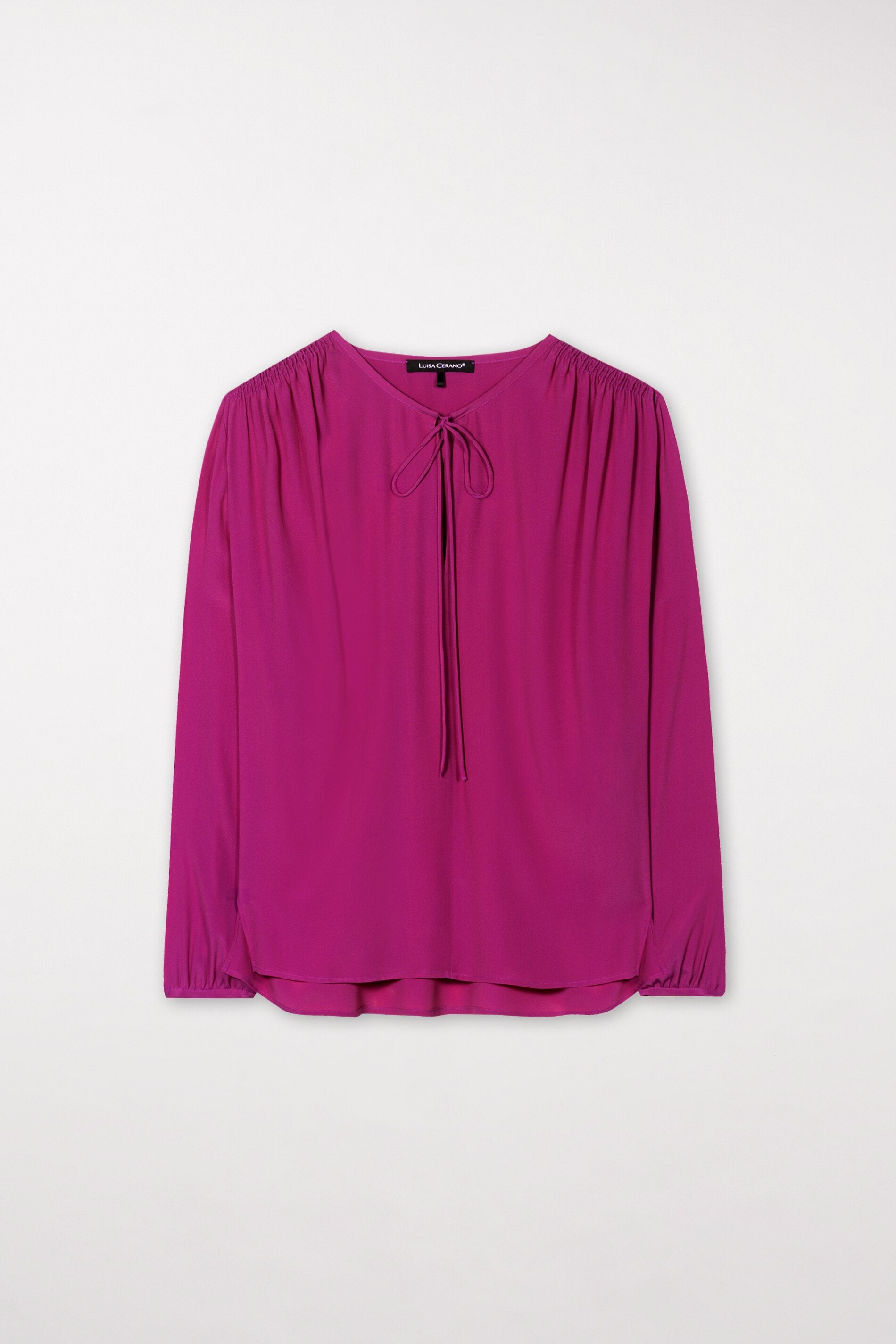 Bluse mit Bindeband-Detail - ultra pink - Standard | Model Front