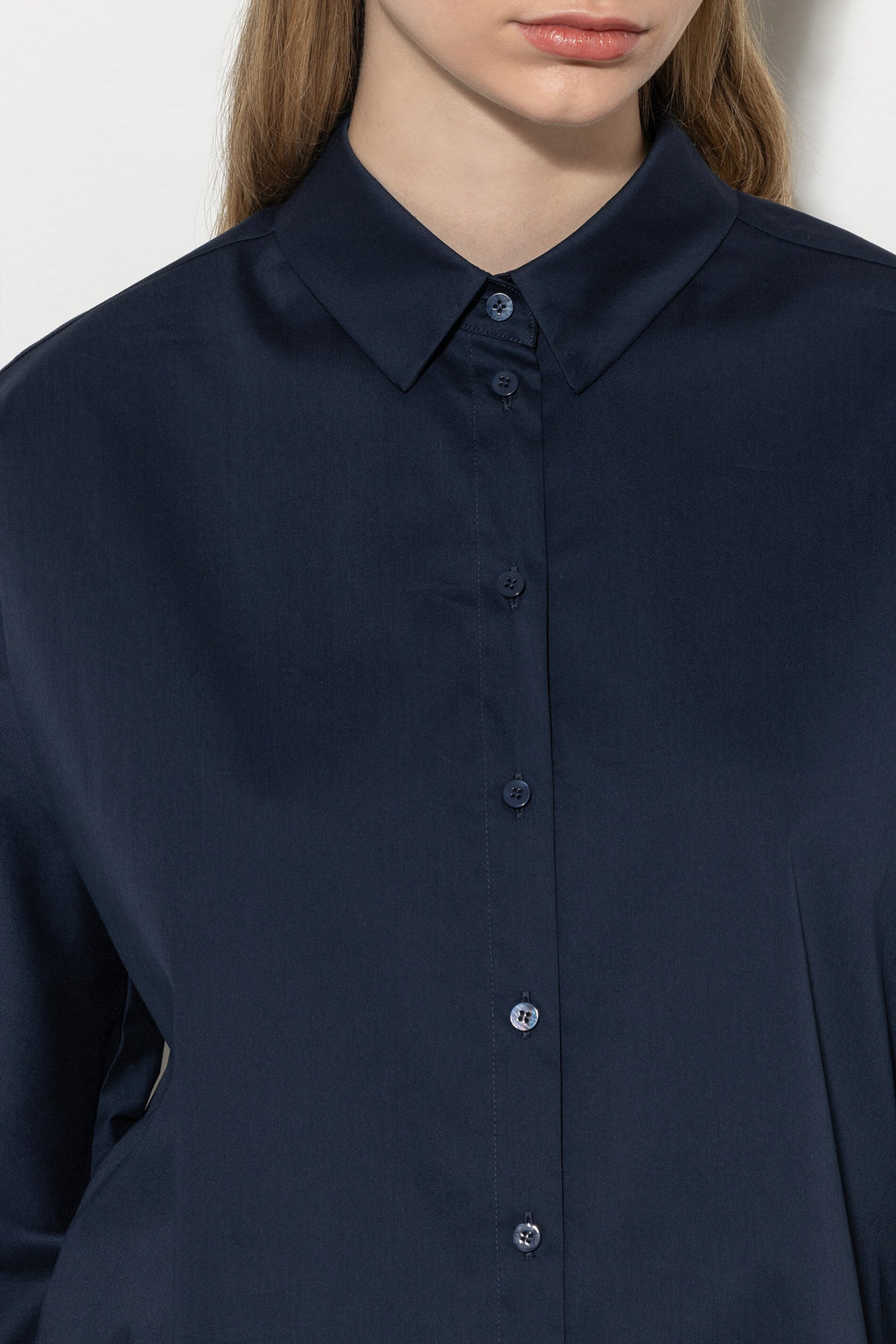 Hemdbluse aus Baumwoll-Mix - midnight blue - Standard | Artikel Front