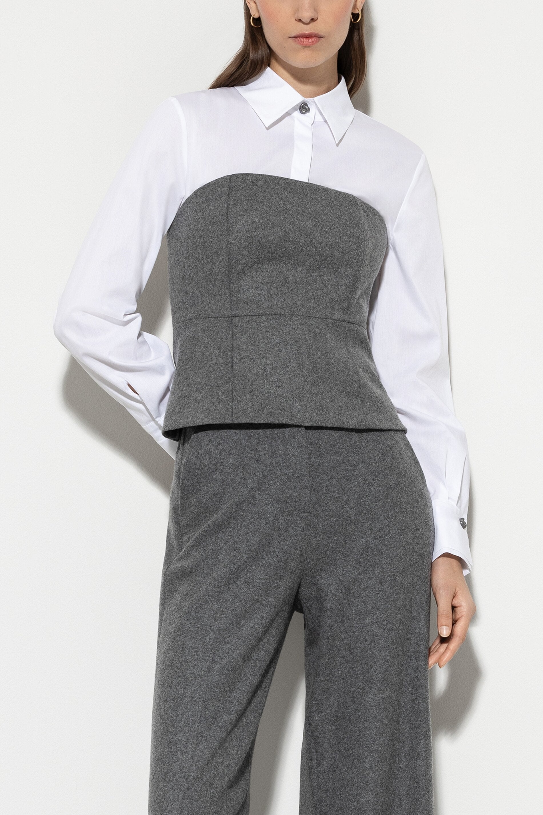 Flanell-Corsage - dark grey melange - Standard