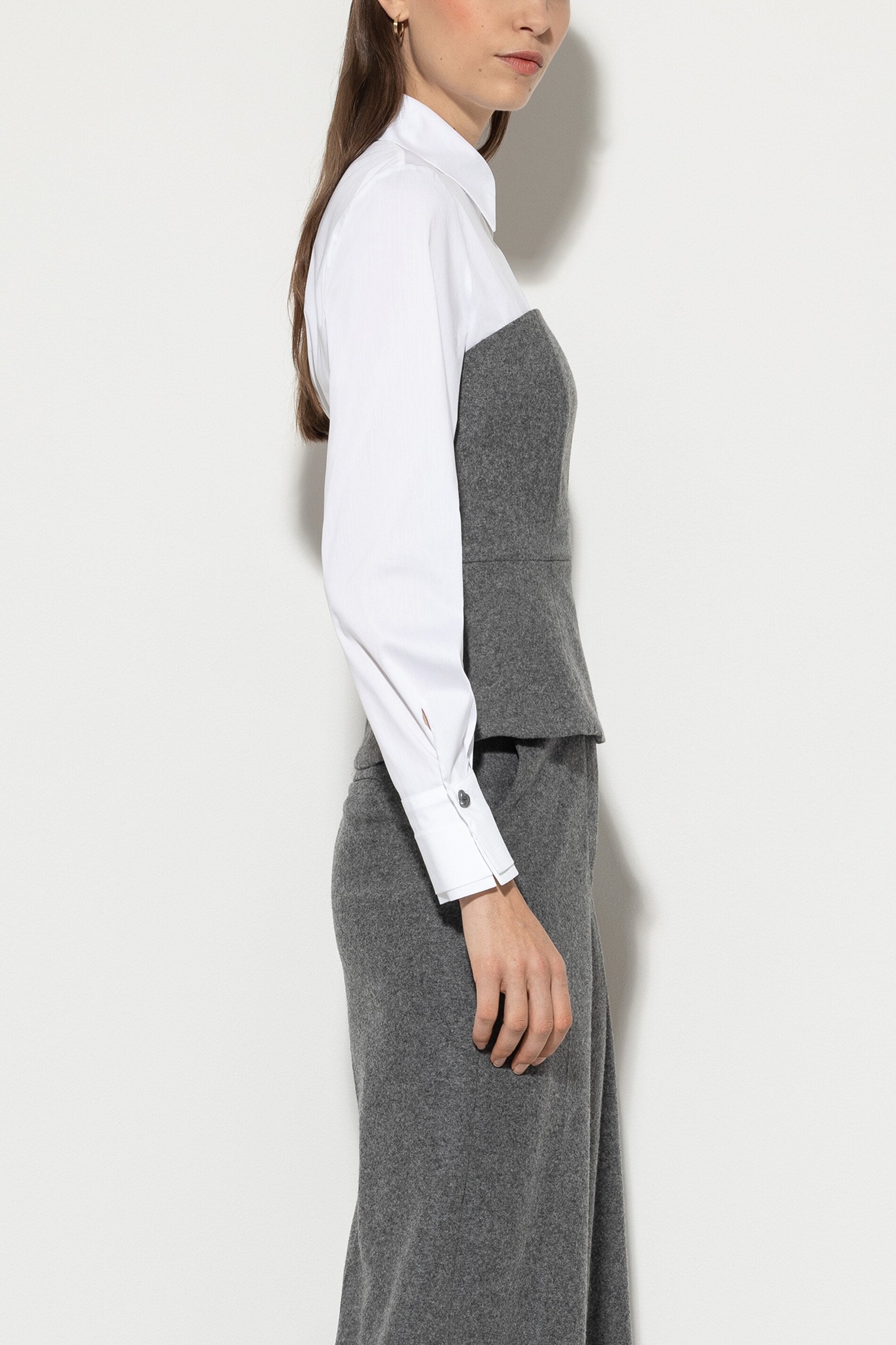 Flanell-Corsage - dark grey melange - Standard