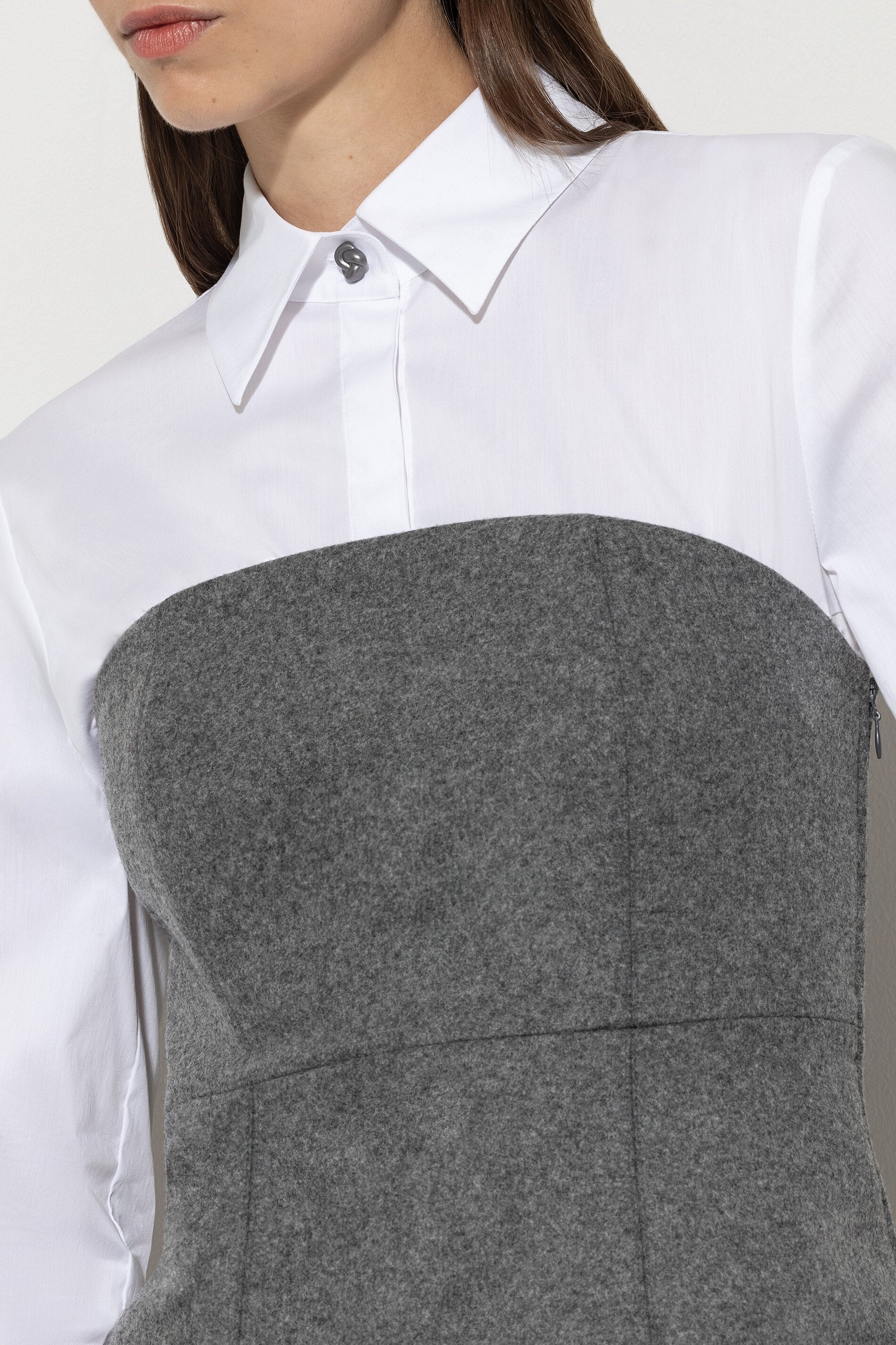 Flanell-Corsage - dark grey melange - Standard