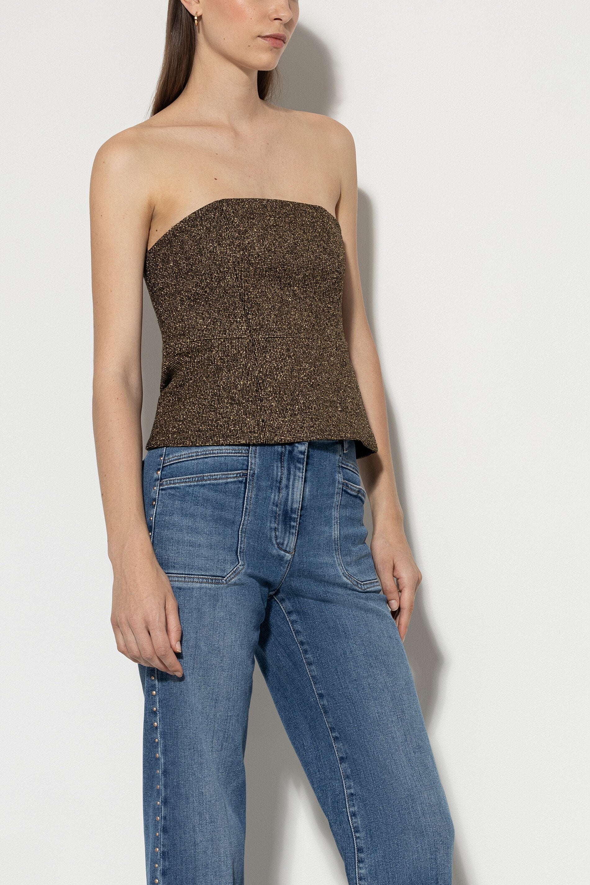Corsage mit Metallic-Effekt - gold metallic - Standard | Model Seite