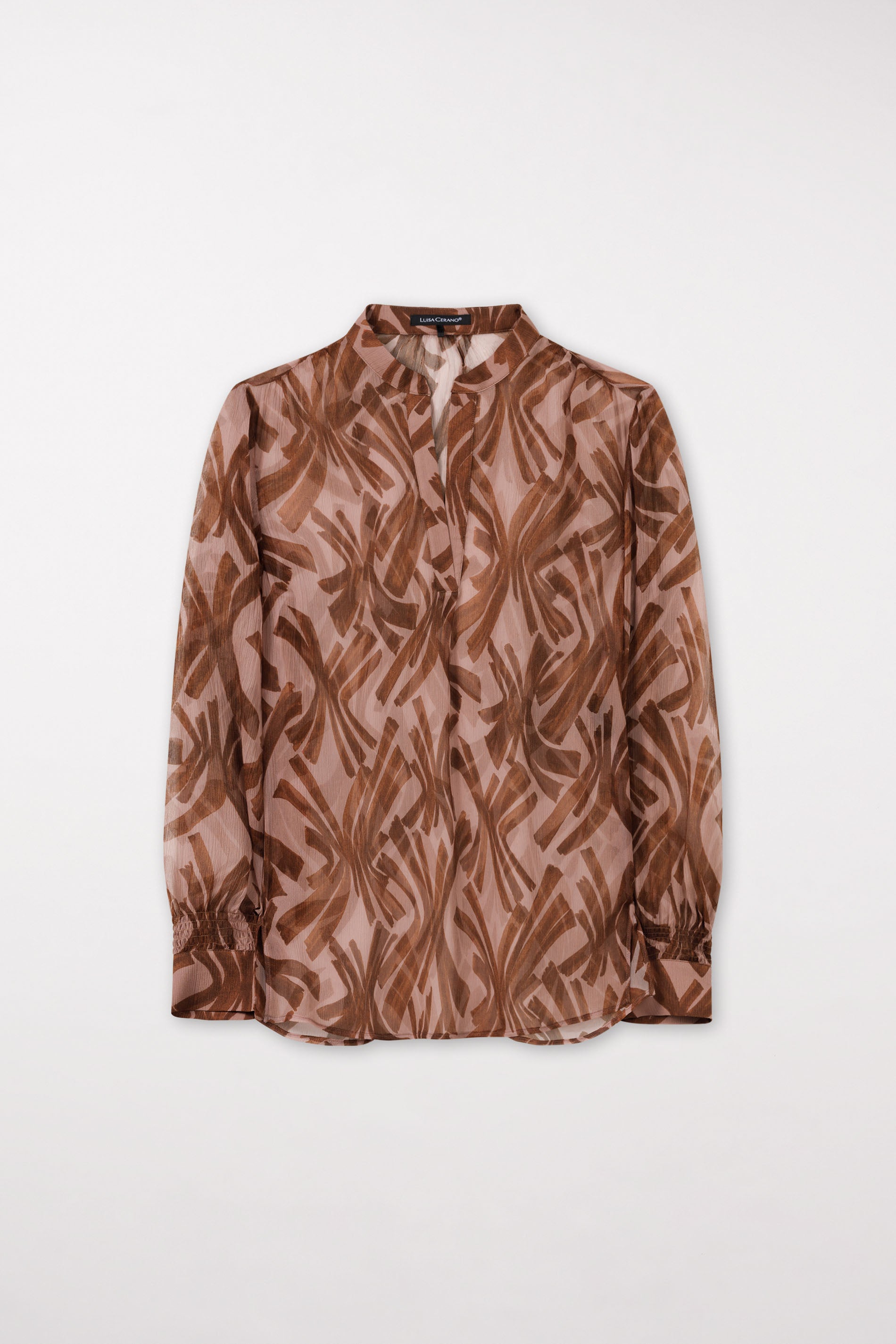 Seidenbluse mit Retro-Print - the retro print - Standard | Model Front