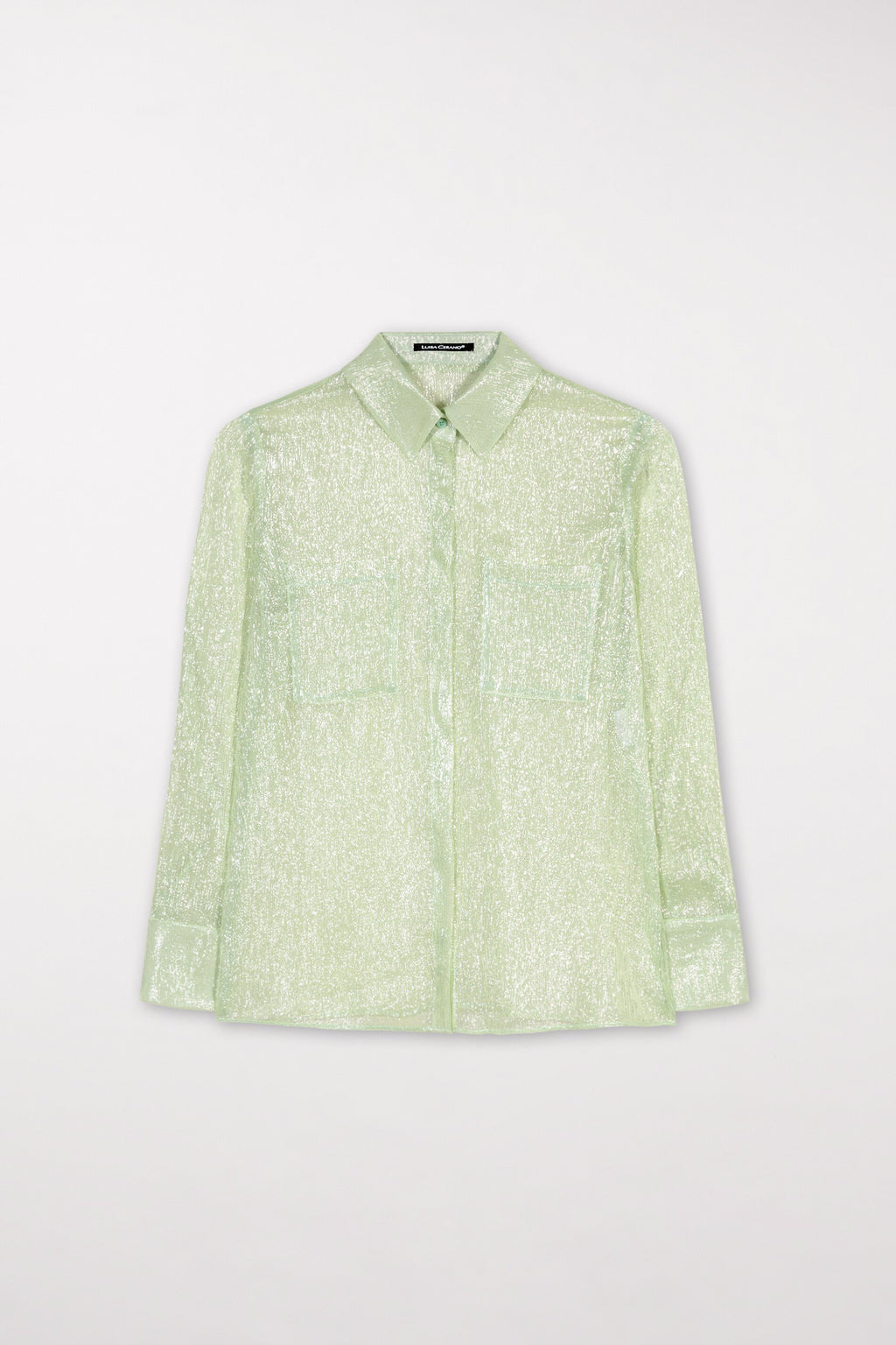 Hemdbluse mit Lamé-Effekt - mint - Standard | Model Front