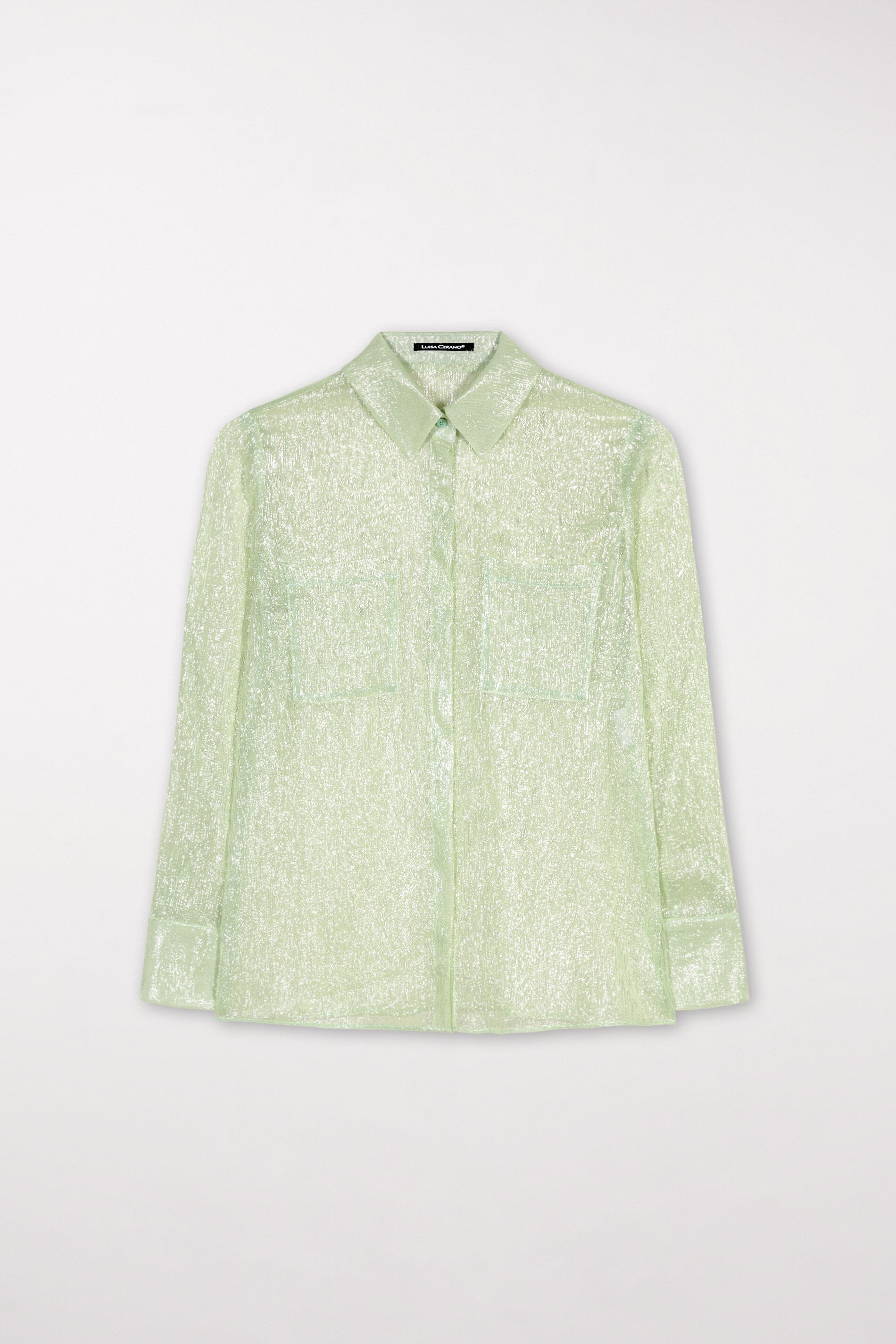 Hemdbluse mit Lamé-Effekt - mint - Standard | Model Front
