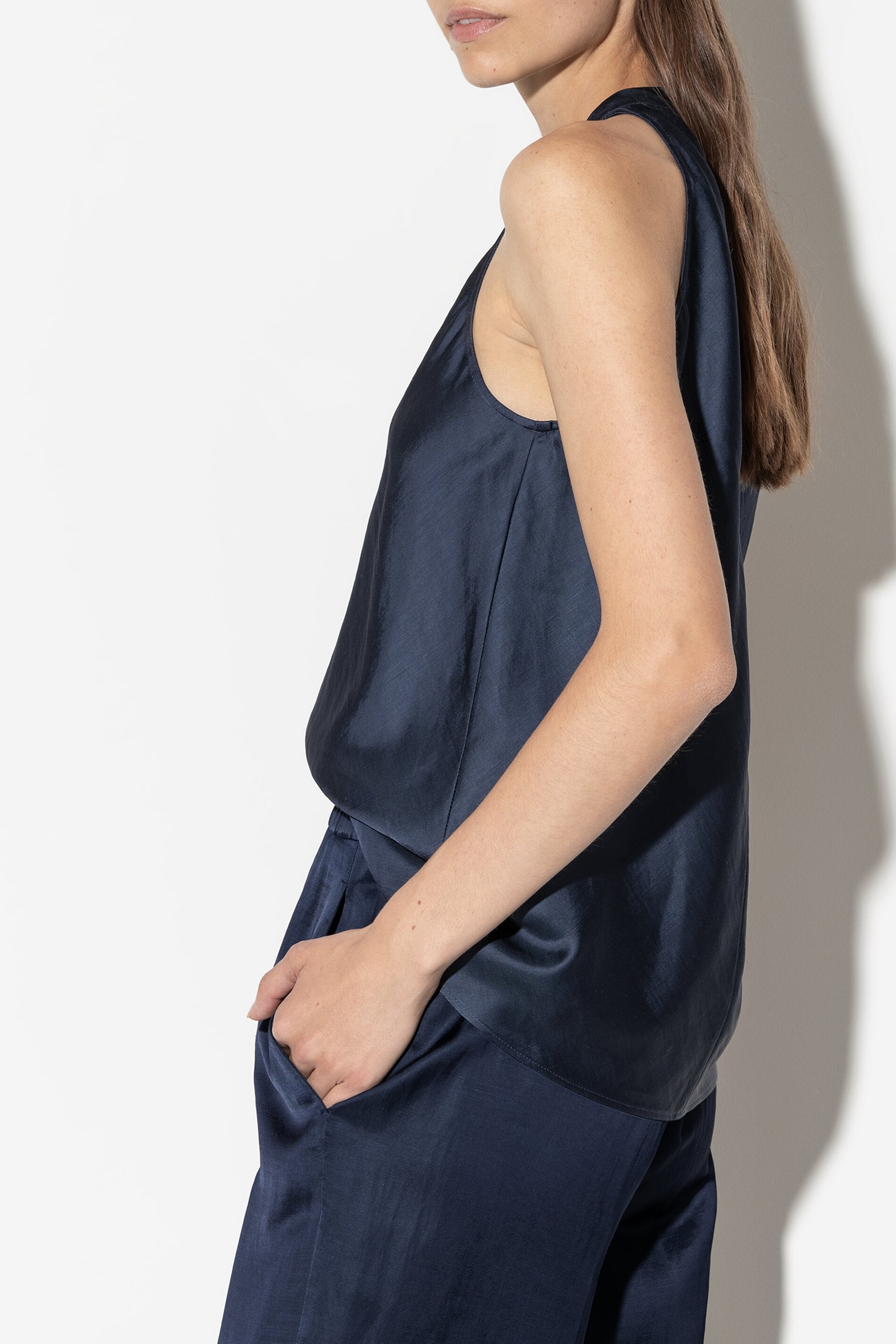 Satin-Top - dark navy - Standard | Model Rück