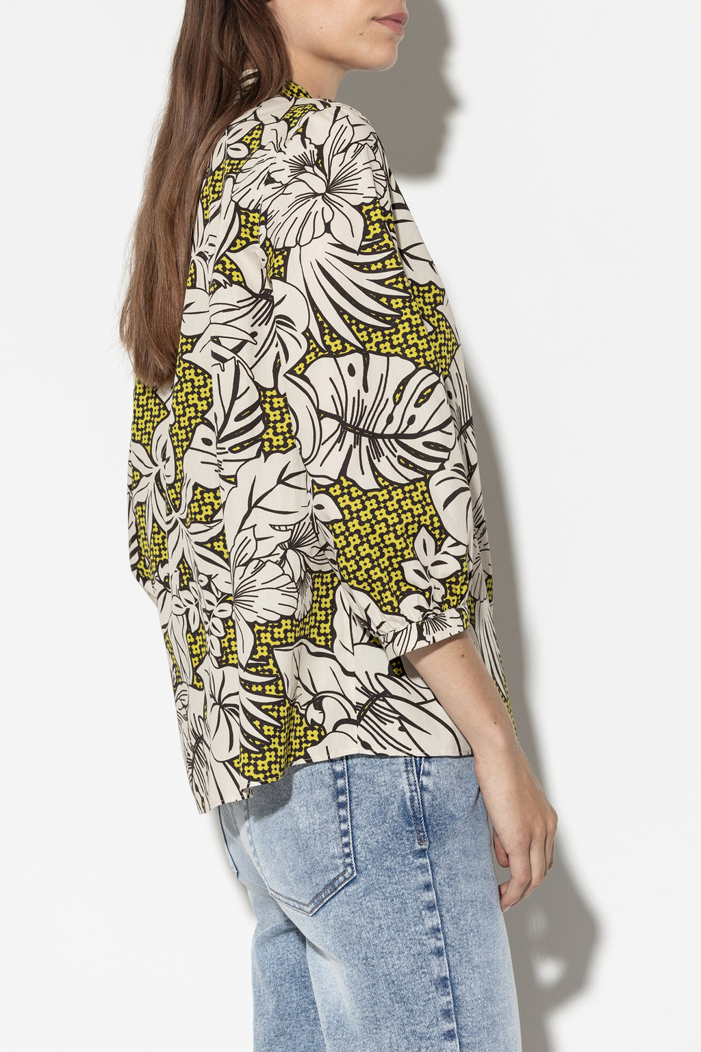 Bluse mit Leaf-Print - multi - Standard | Model Rück