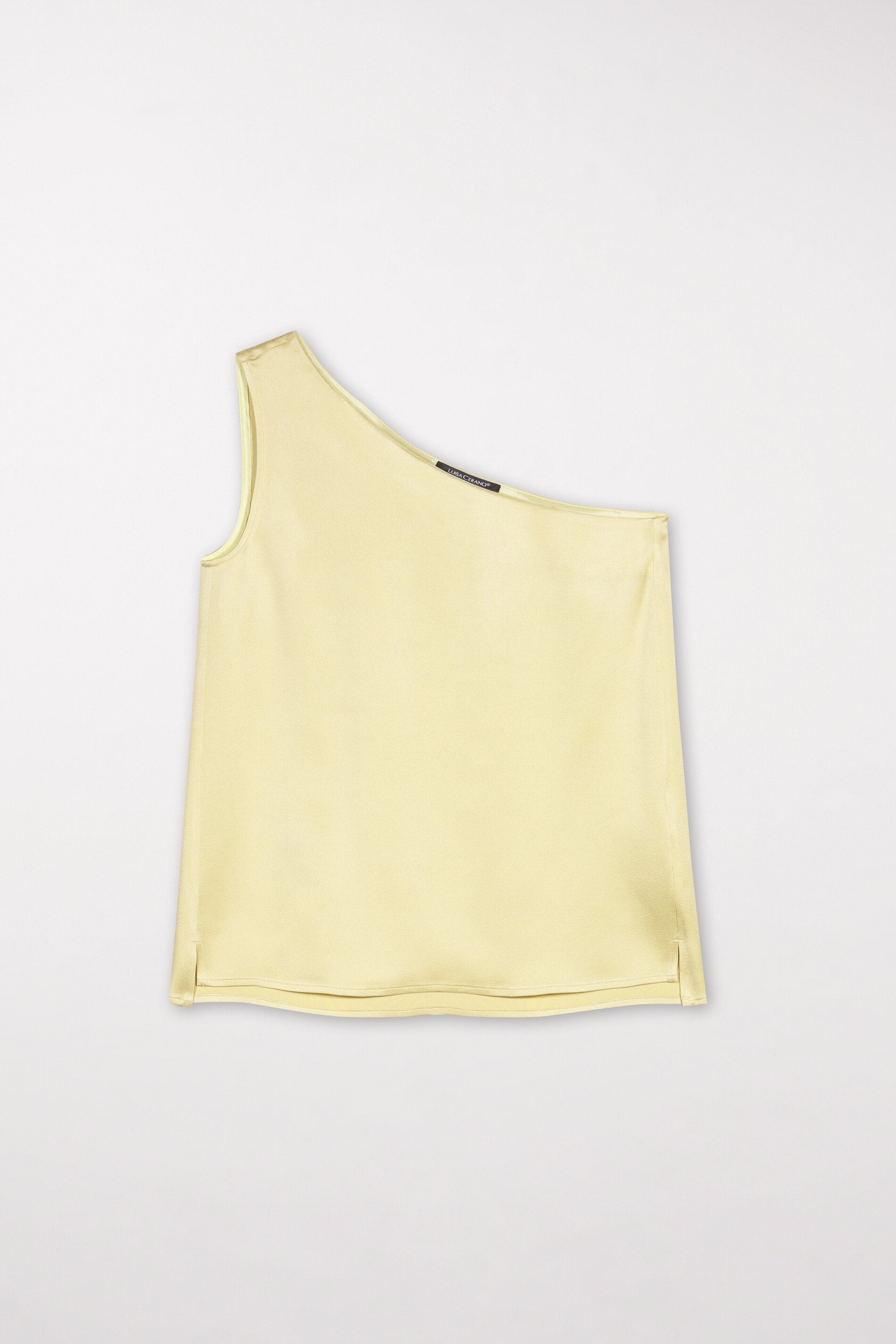 Satin-Off-Shoulder-Top - pale citron - Standard | Model Front