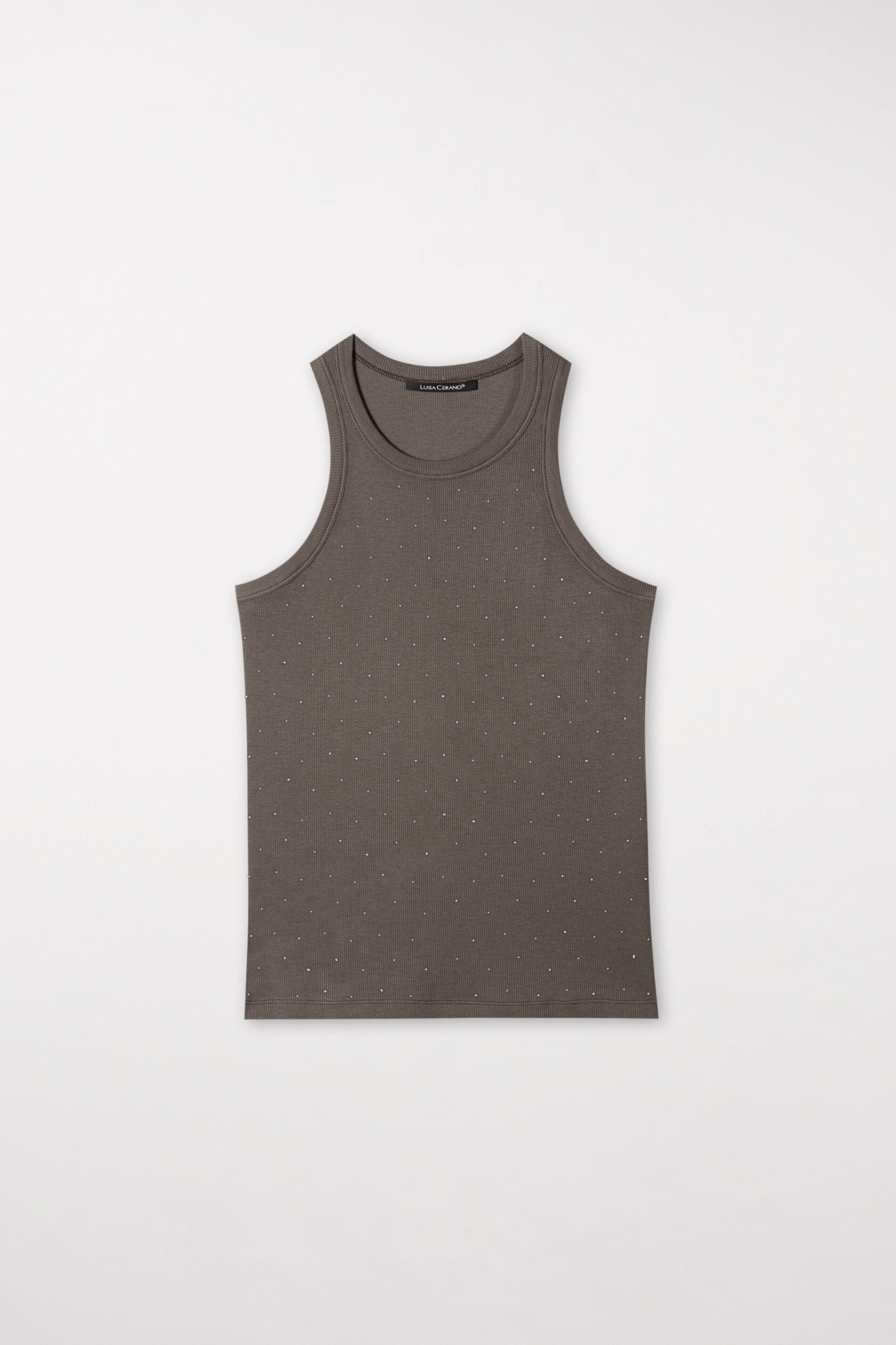 Tanktop mit Strass-Steinen - taupe - Standard | Model Front