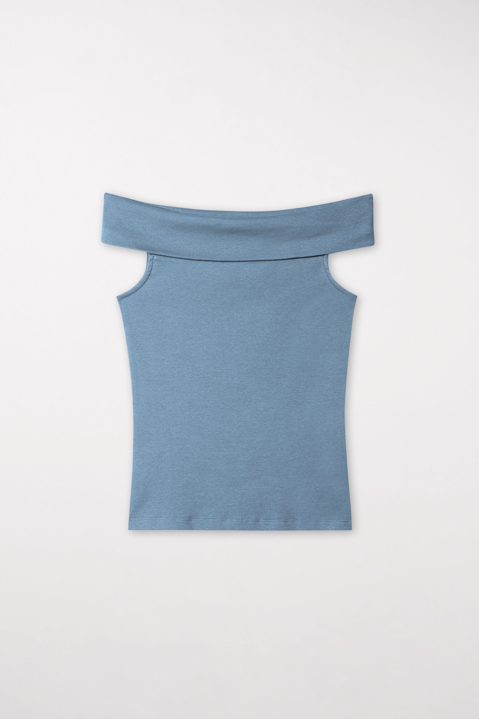 Off-Shoulder-Top - smoky blue - Standard | Model Front