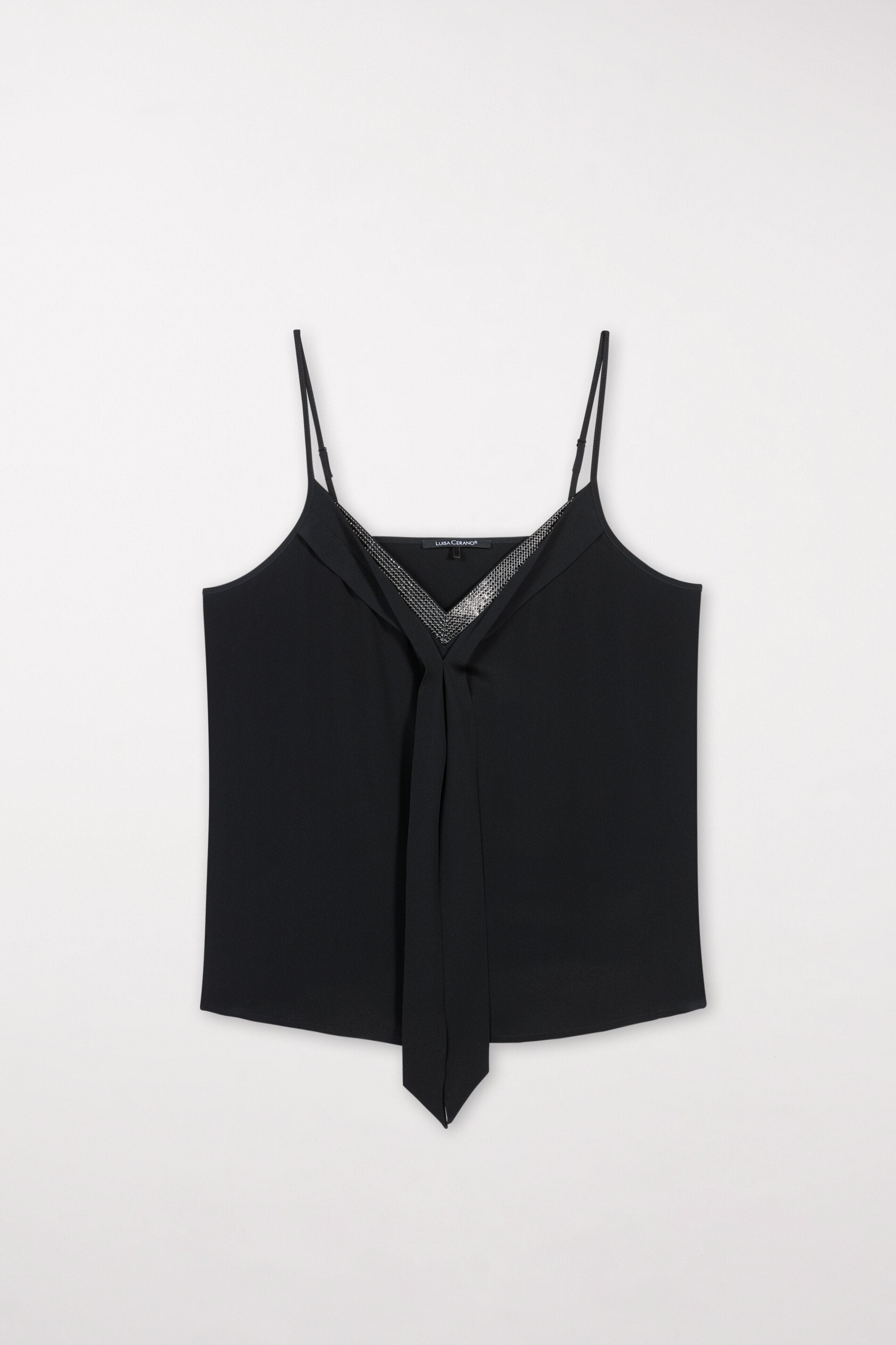 Camisole-Top aus Seiden-Mix - deep black - Standard | Model Front