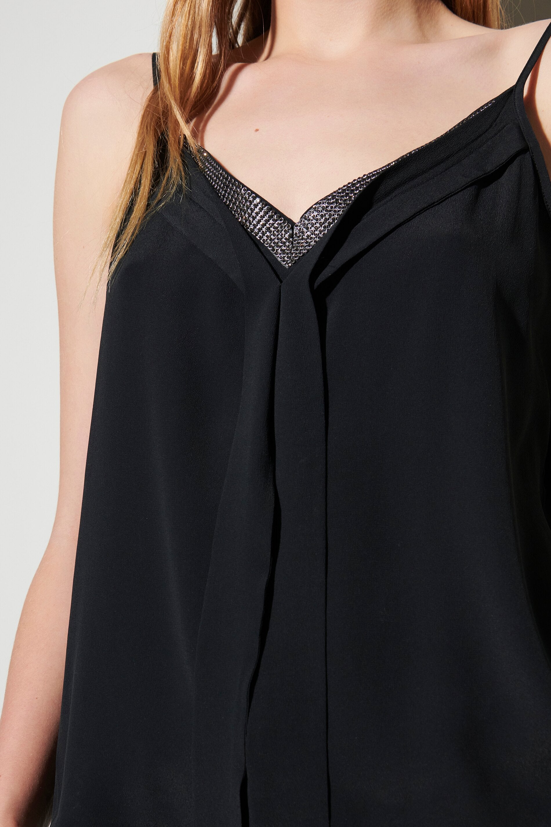 Camisole-Top aus Seiden-Mix - deep black - Standard | Artikel Front