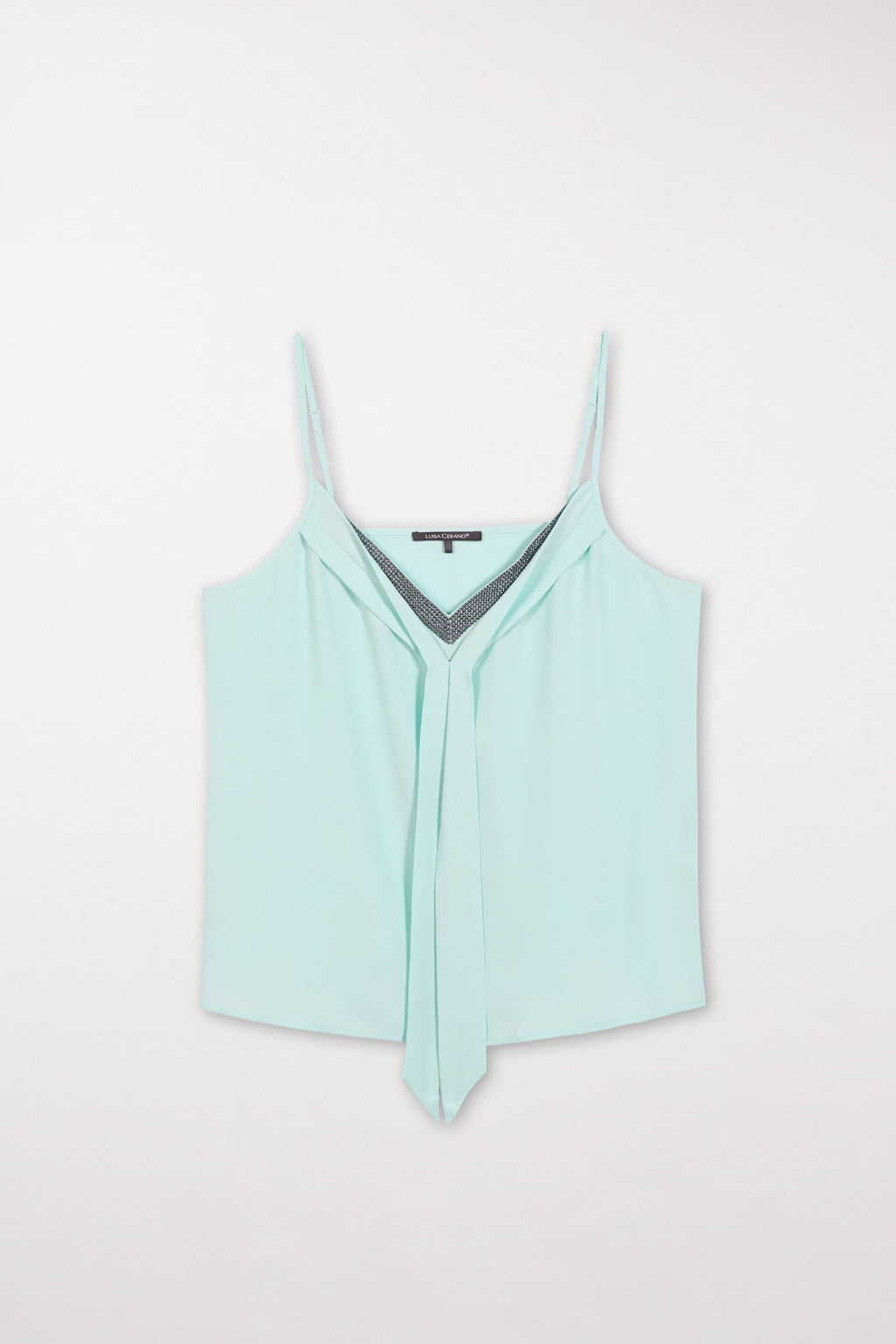 Camisole-Top aus Seiden-Mix - mineral aqua - Standard | Model Front