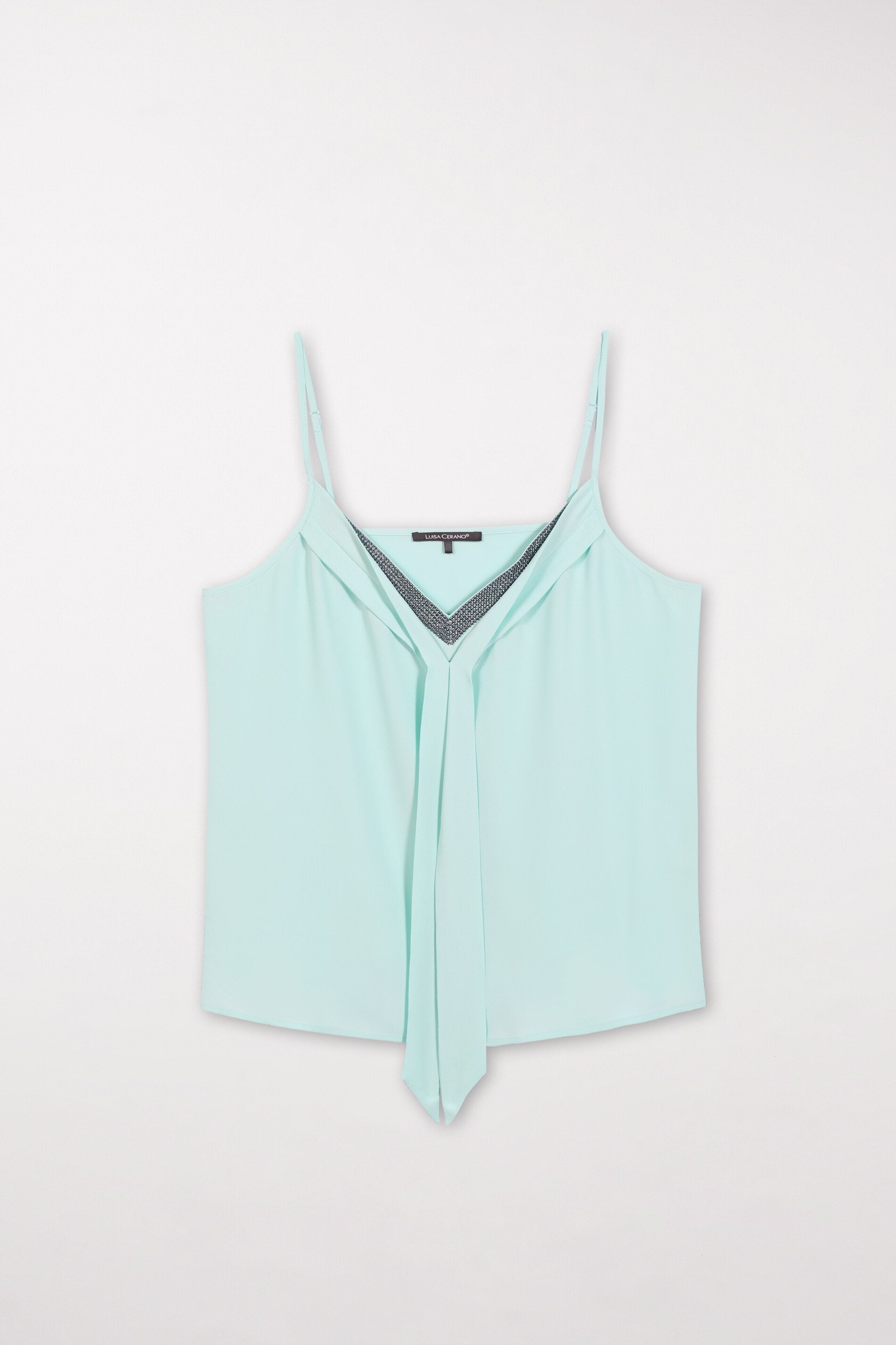 Camisole-Top aus Seiden-Mix - mineral aqua - Standard | Model Front