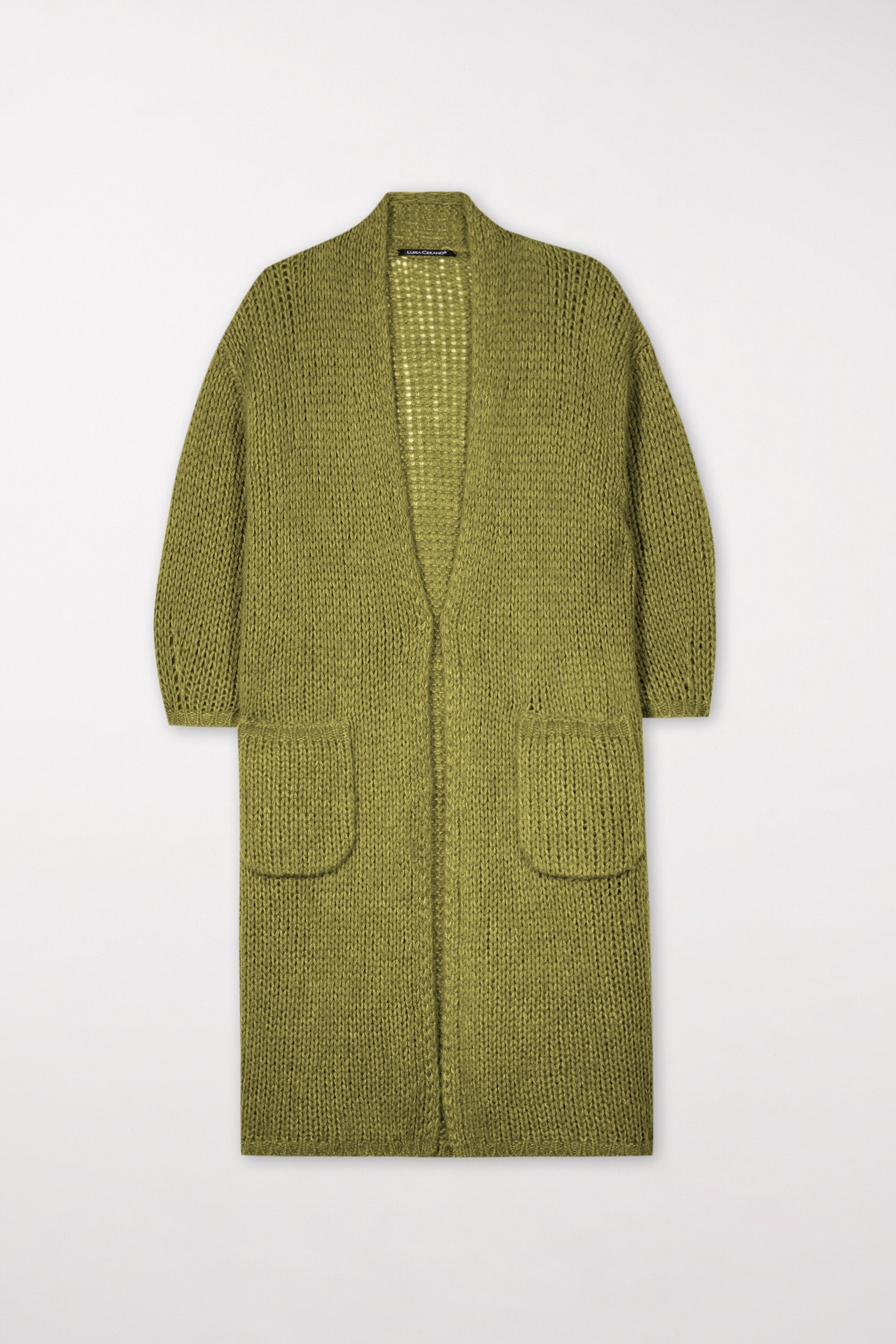 Longcardigan aus Alpaka-Mix - moss green - Standard | Model Front