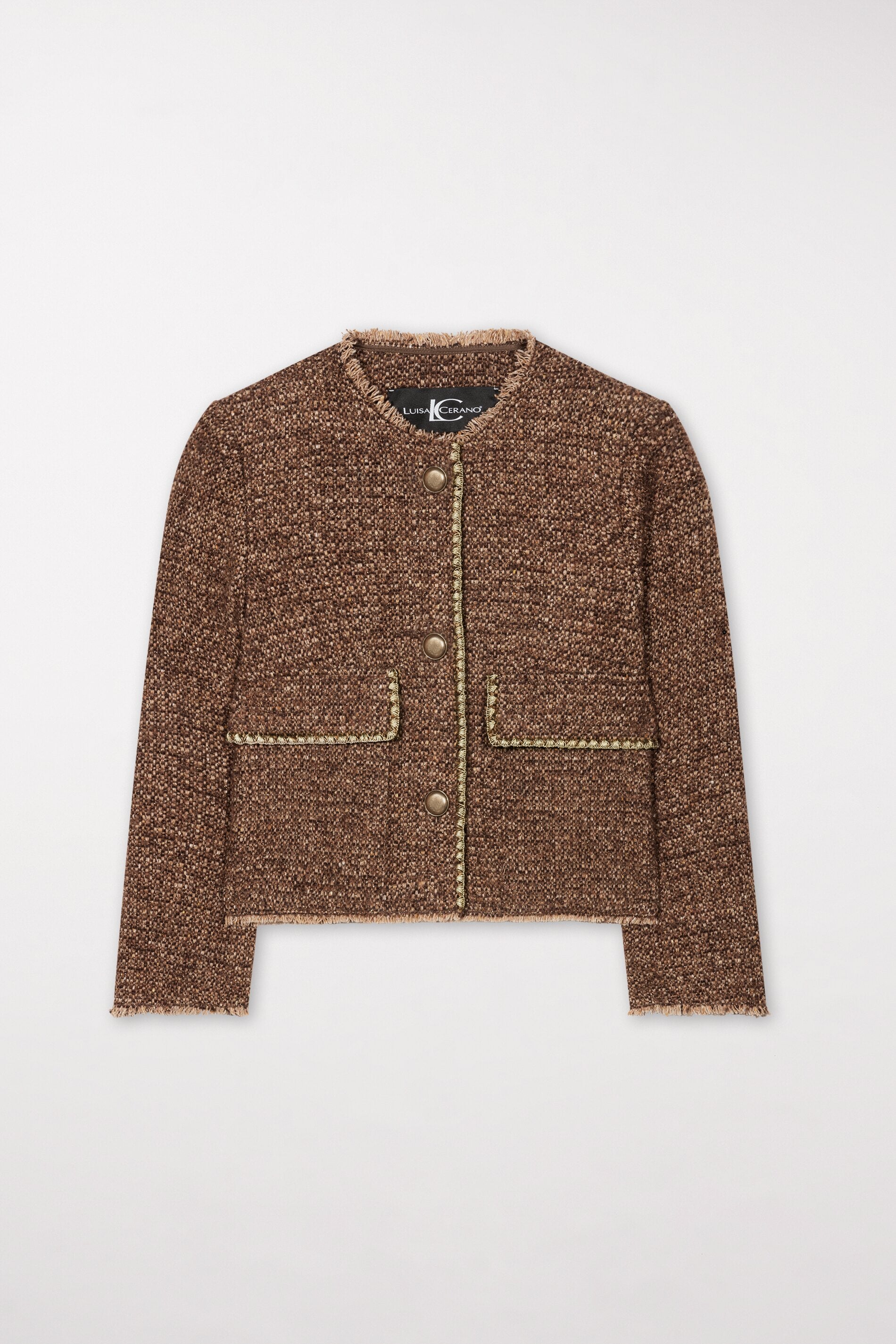 Tweedjacke mit Metallic-Effekt - hazelnut - Standard | Model Front