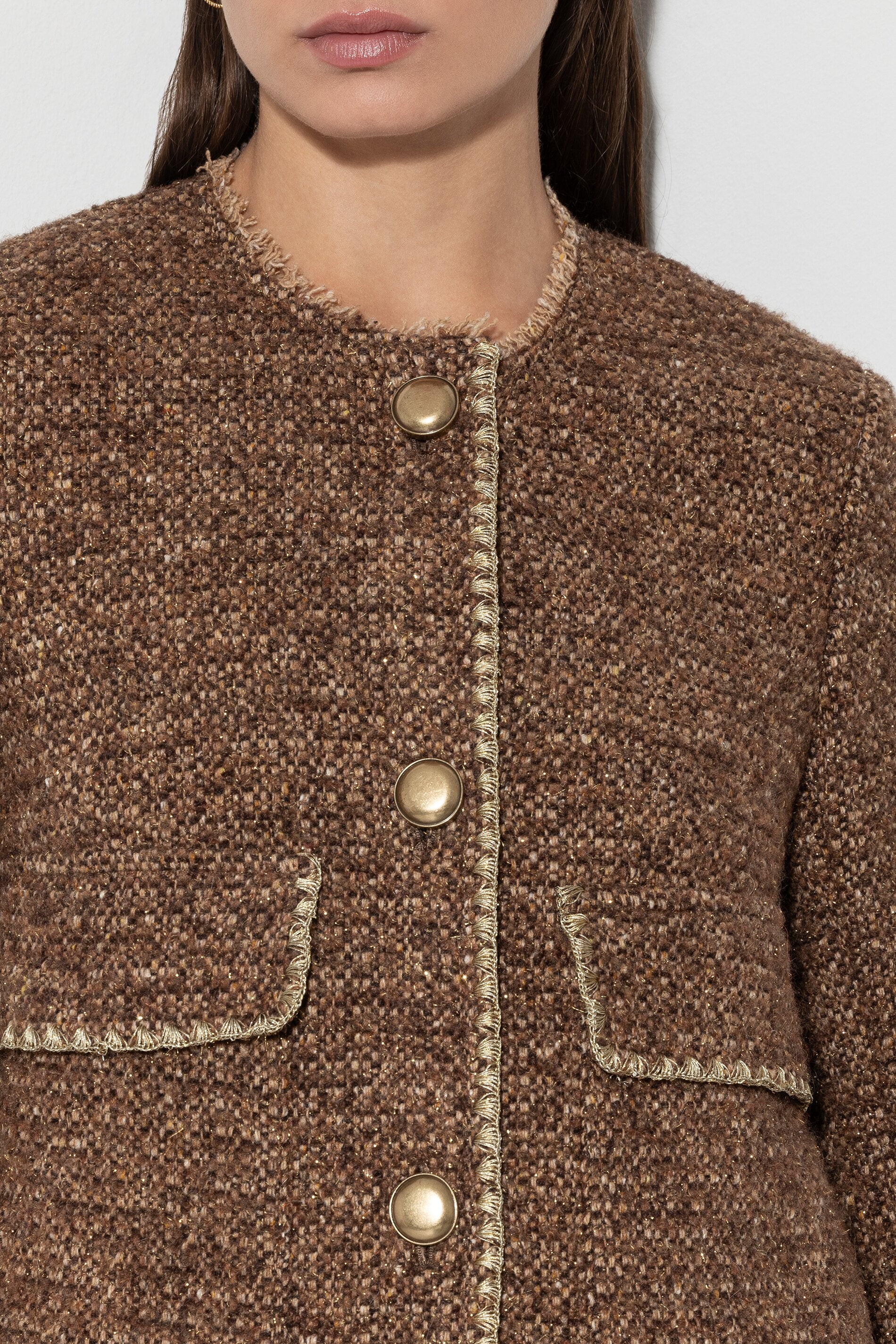 Tweedjacke mit Metallic-Effekt - hazelnut - Standard | Artikel Front