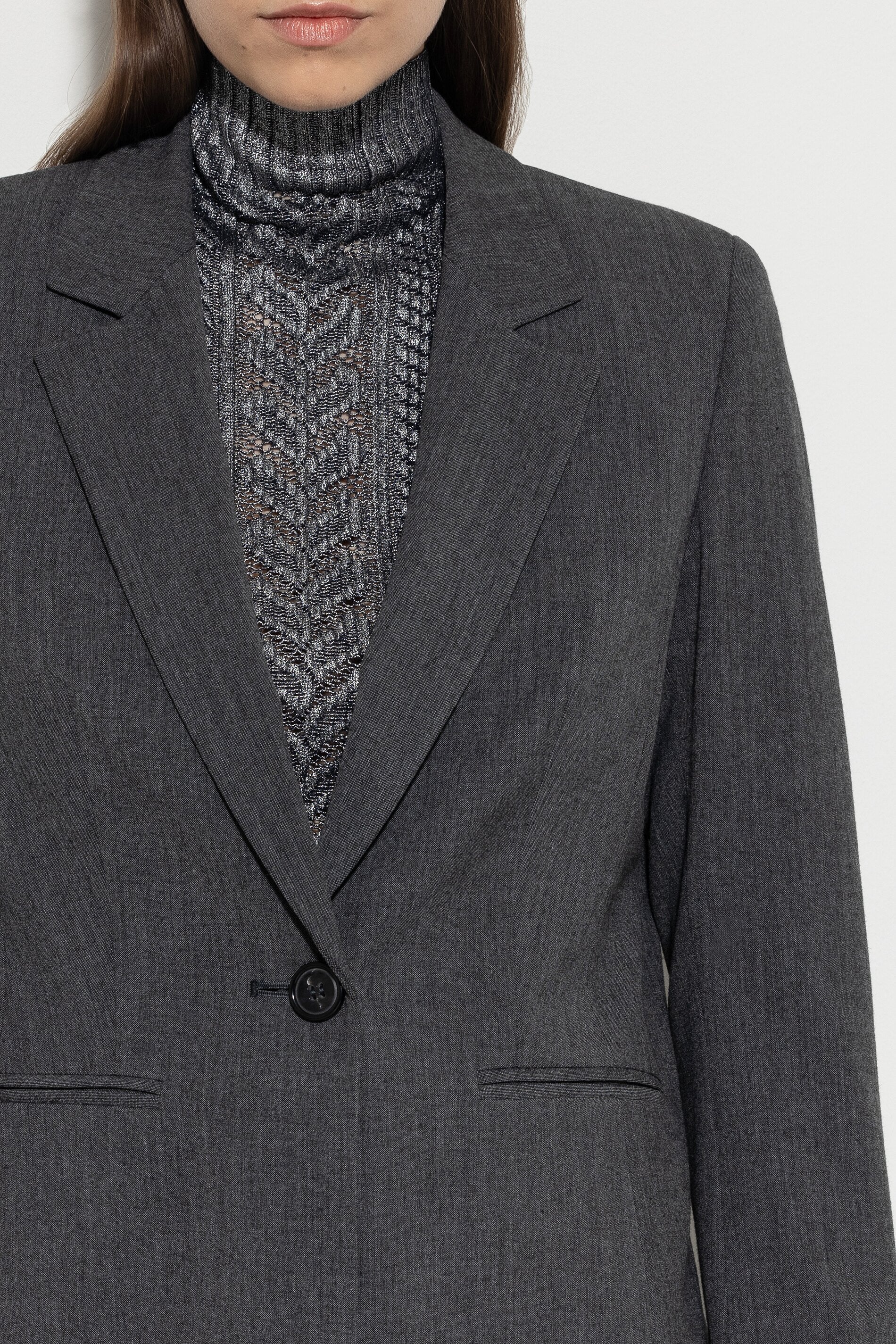 Blazer aus Kaschmir-Mix - dark grey melange - Standard | Artikel Front