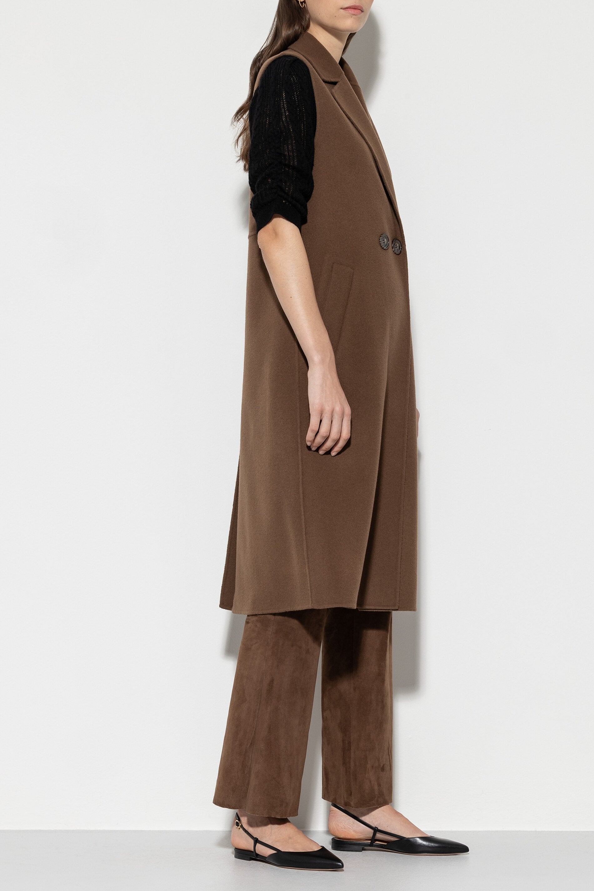 Doubleface-Mantelweste - hazelnut - Standard | Model Rück