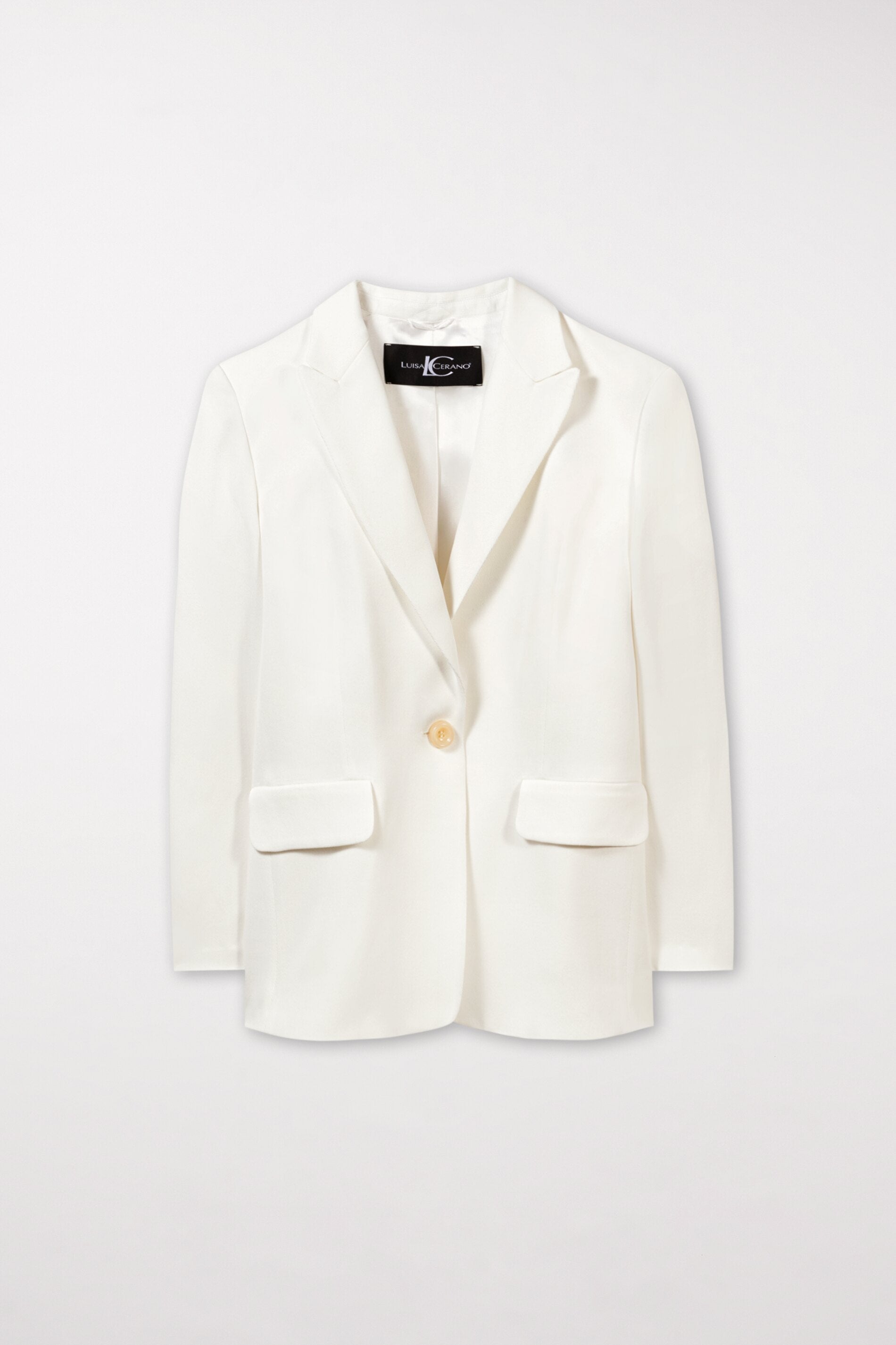 Gabardine-Einknopf-Blazer - milk - Standard | Model Front