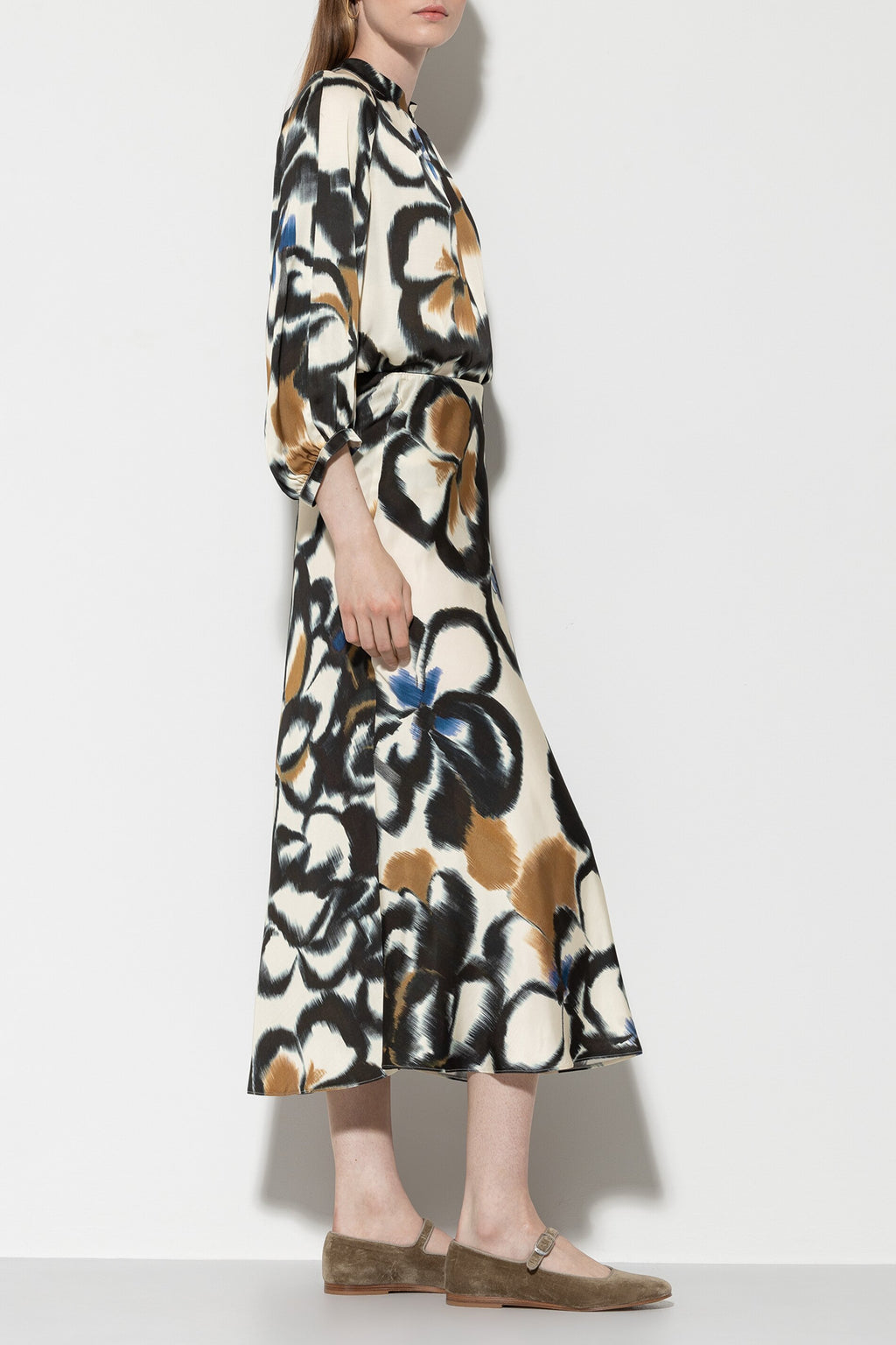 Satin-Rock mit Flower-Print - multi - Standard | Model Rück