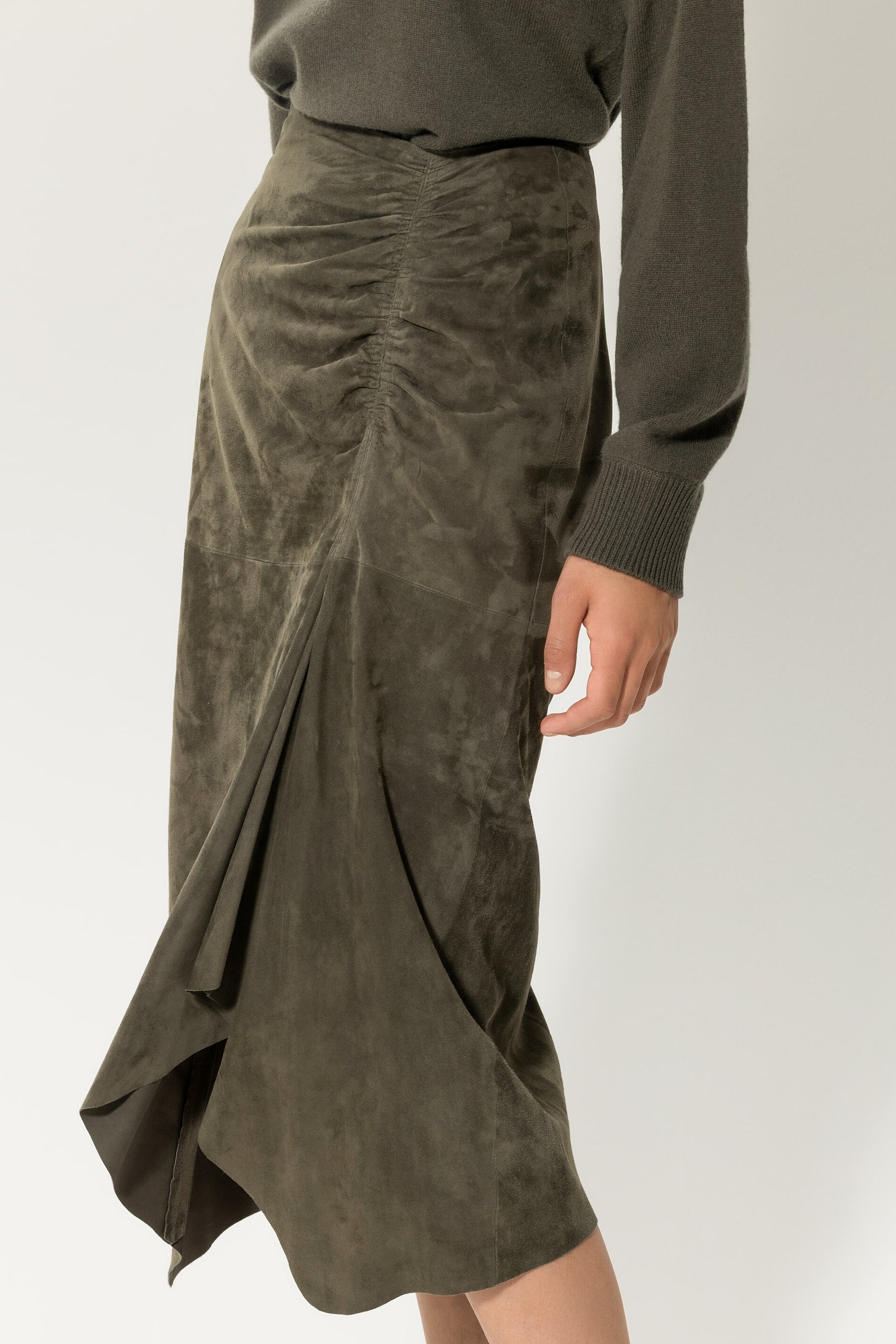 Velours-Midirock - greyish khaki - Standard | Artikel Front