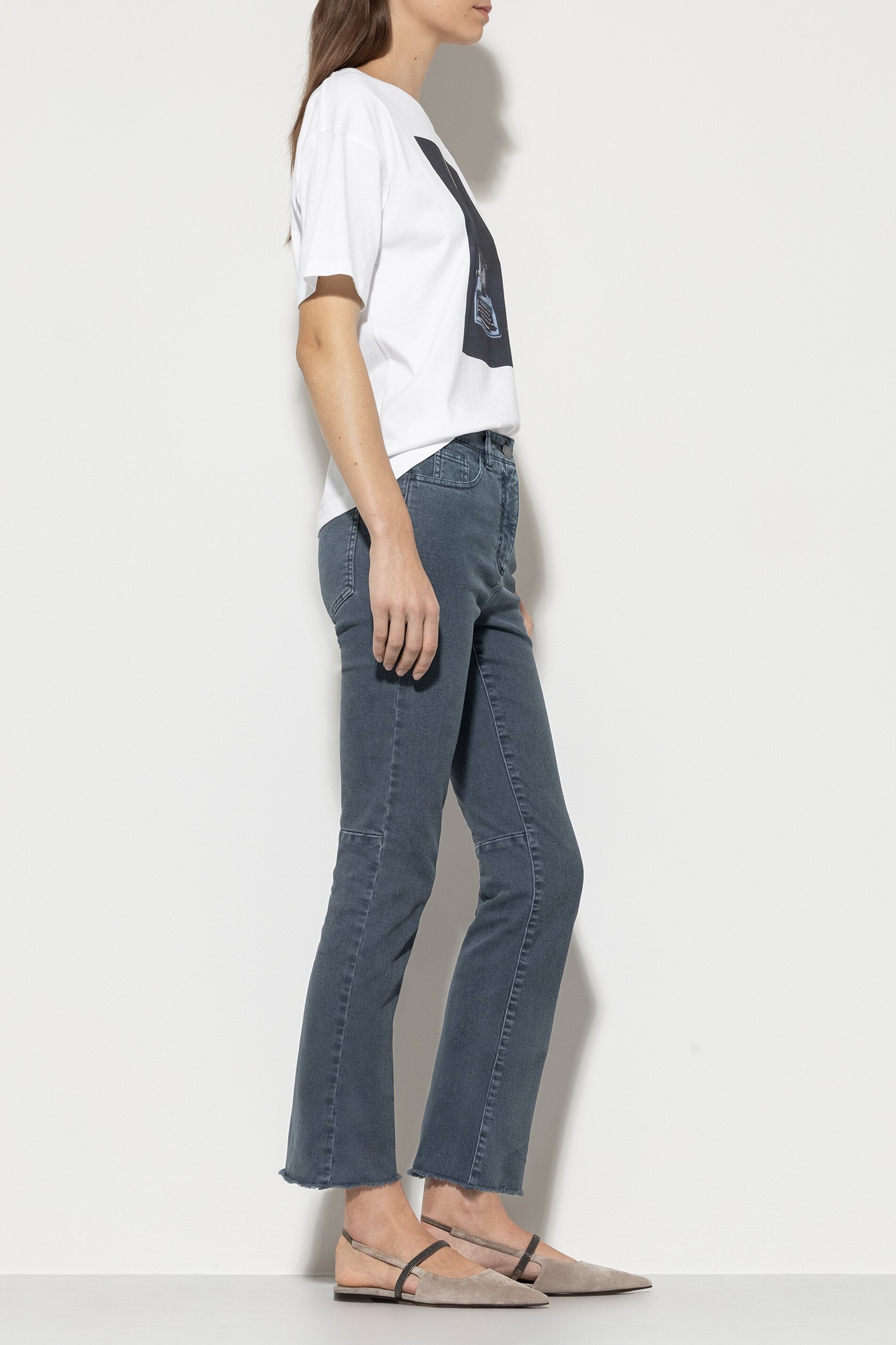 Authentic-Twill-Denim - greyish blue - ohne Motiv | Model Rück