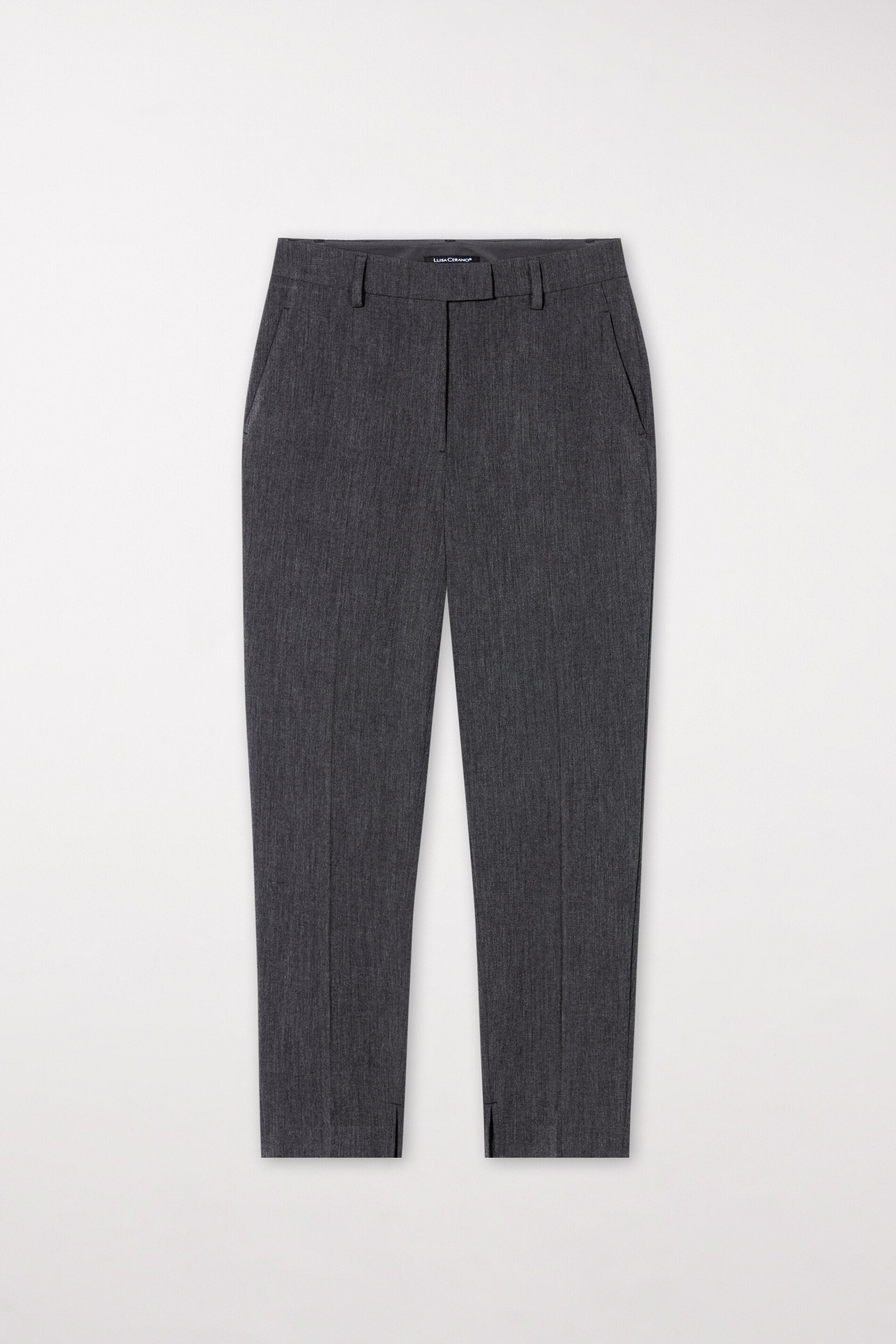 Tapered-Pants aus Kaschmir-Mix - dark grey melange - Standard | Model Front