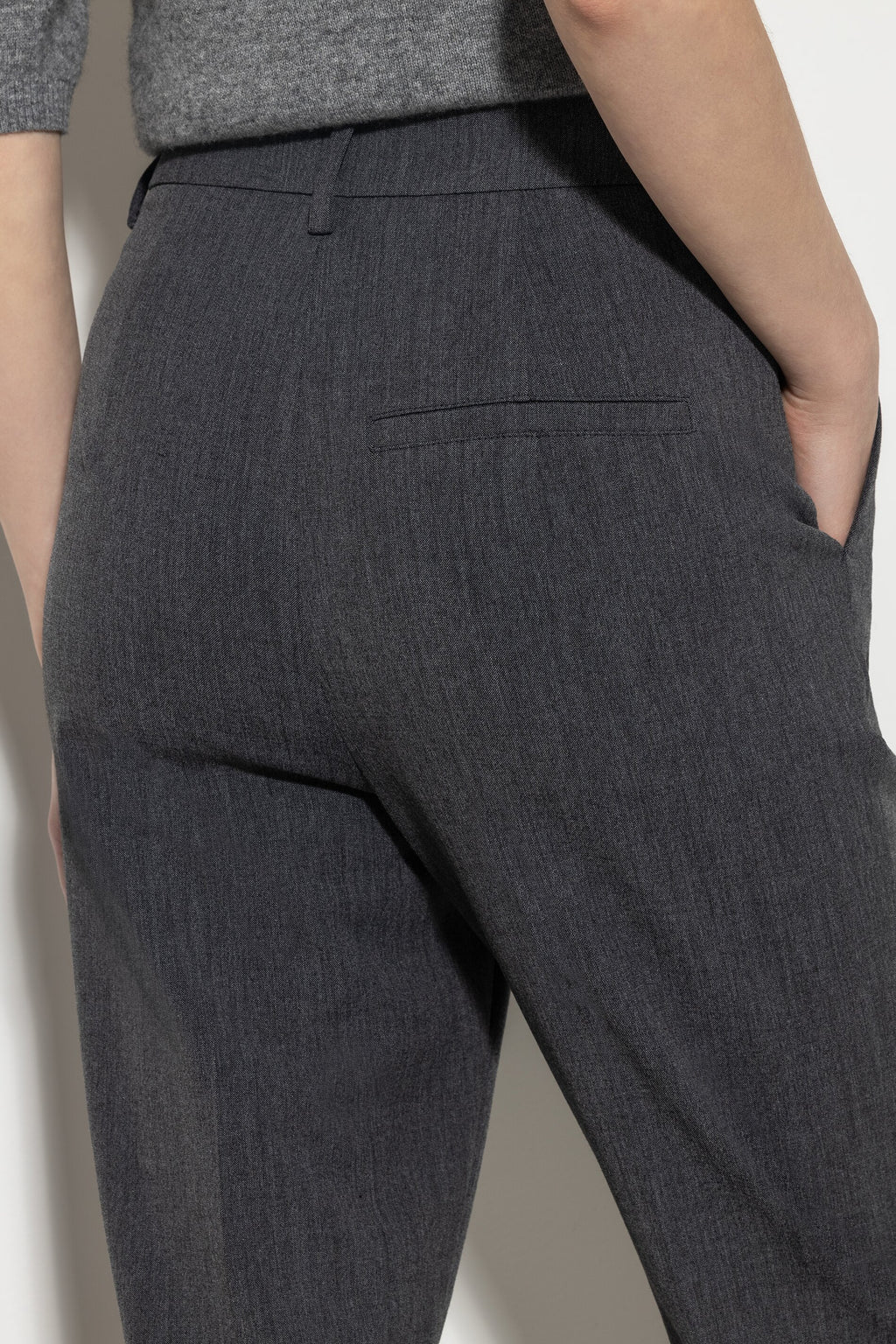 Tapered-Pants aus Kaschmir-Mix - dark grey melange - Standard | Artikel Front