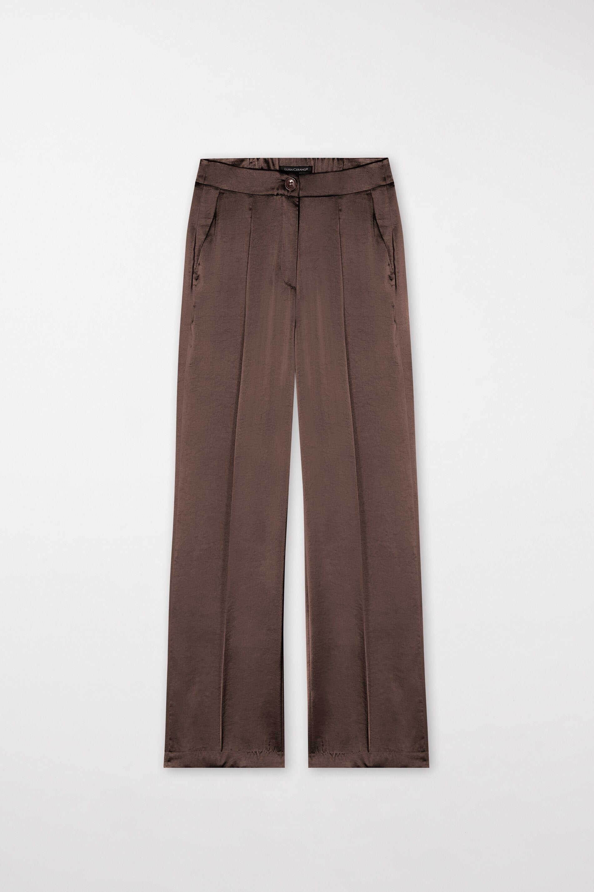 Wideleg-Pants mit Bundfalten - nougat - Standard | Model Front