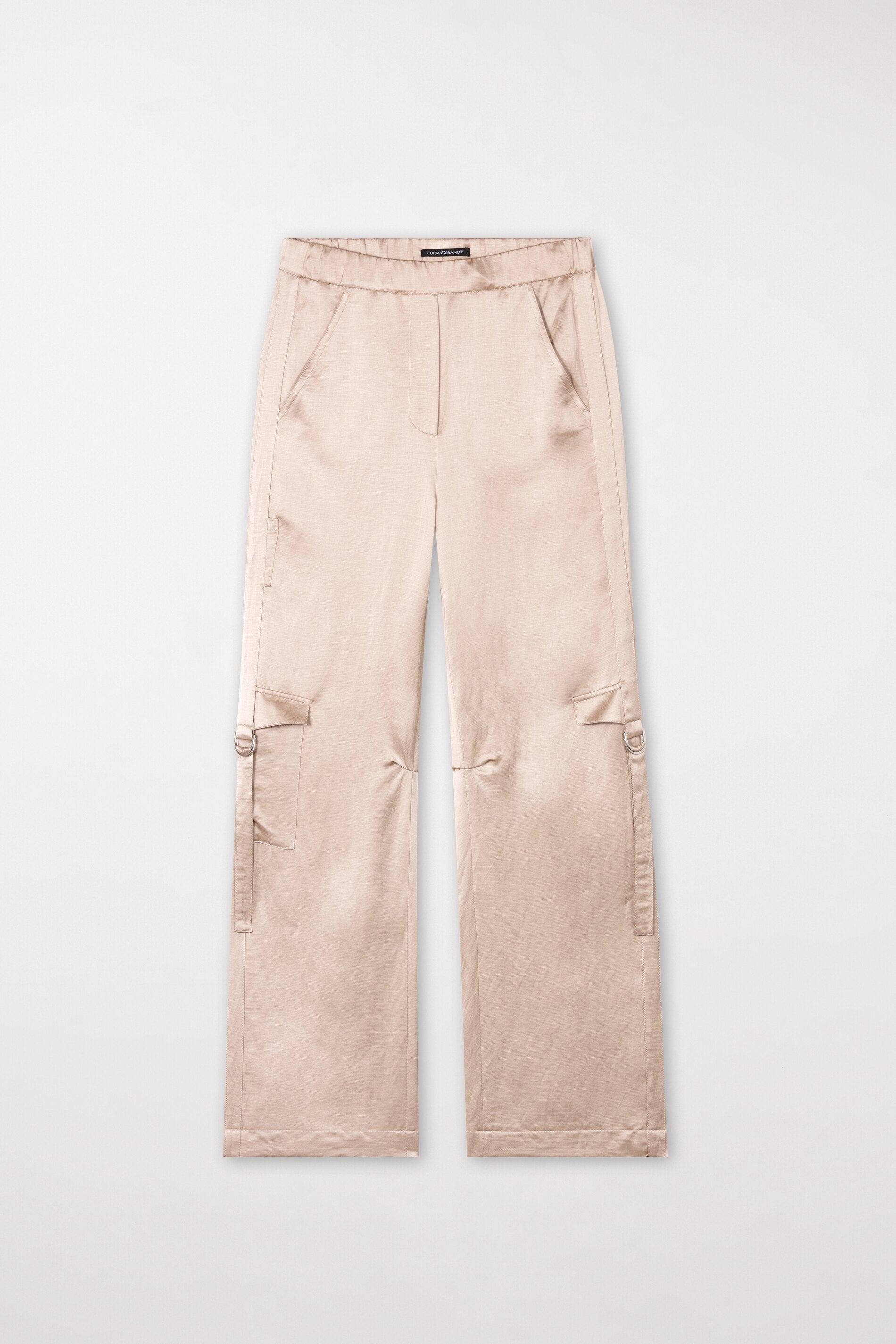 Wideleg-Pants aus Leinen-Mix - cashew - Standard | Model Front