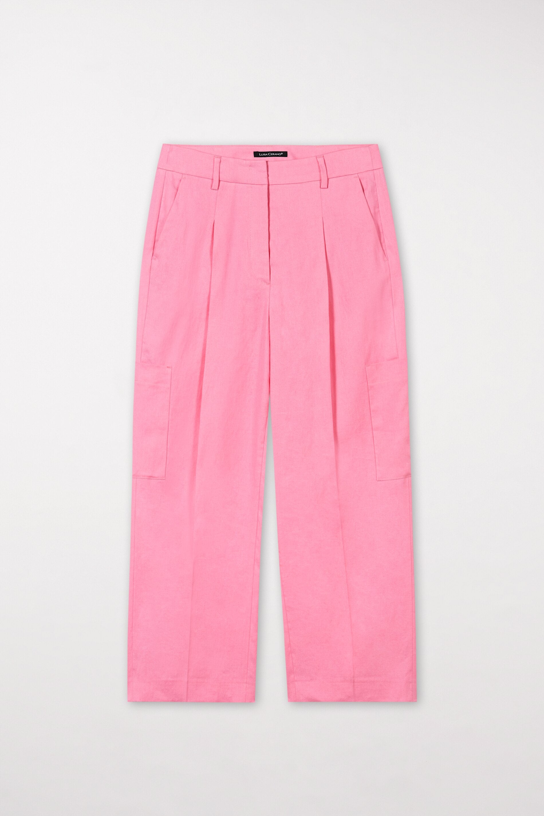 Cargo-Pants aus Leinen-Mix - candy pink - Standard | Model Front