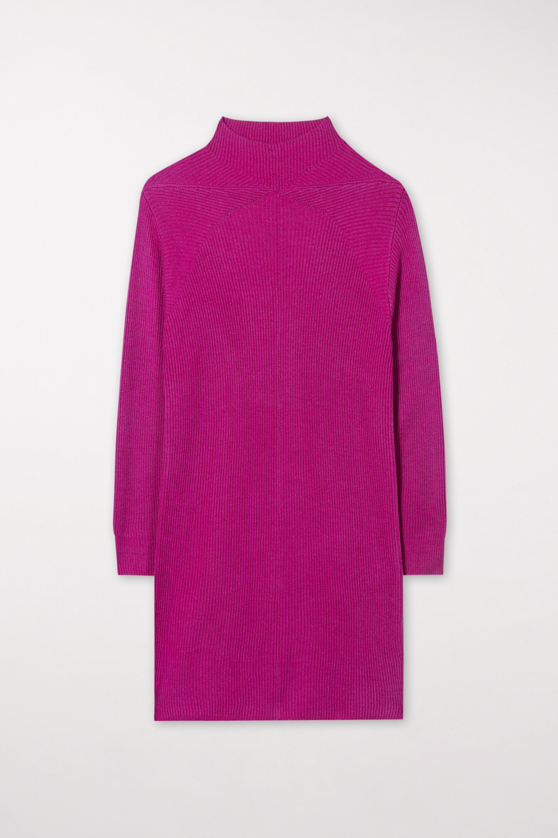 Kleid in Rippstruktur - ultra pink - Standard | Model Front