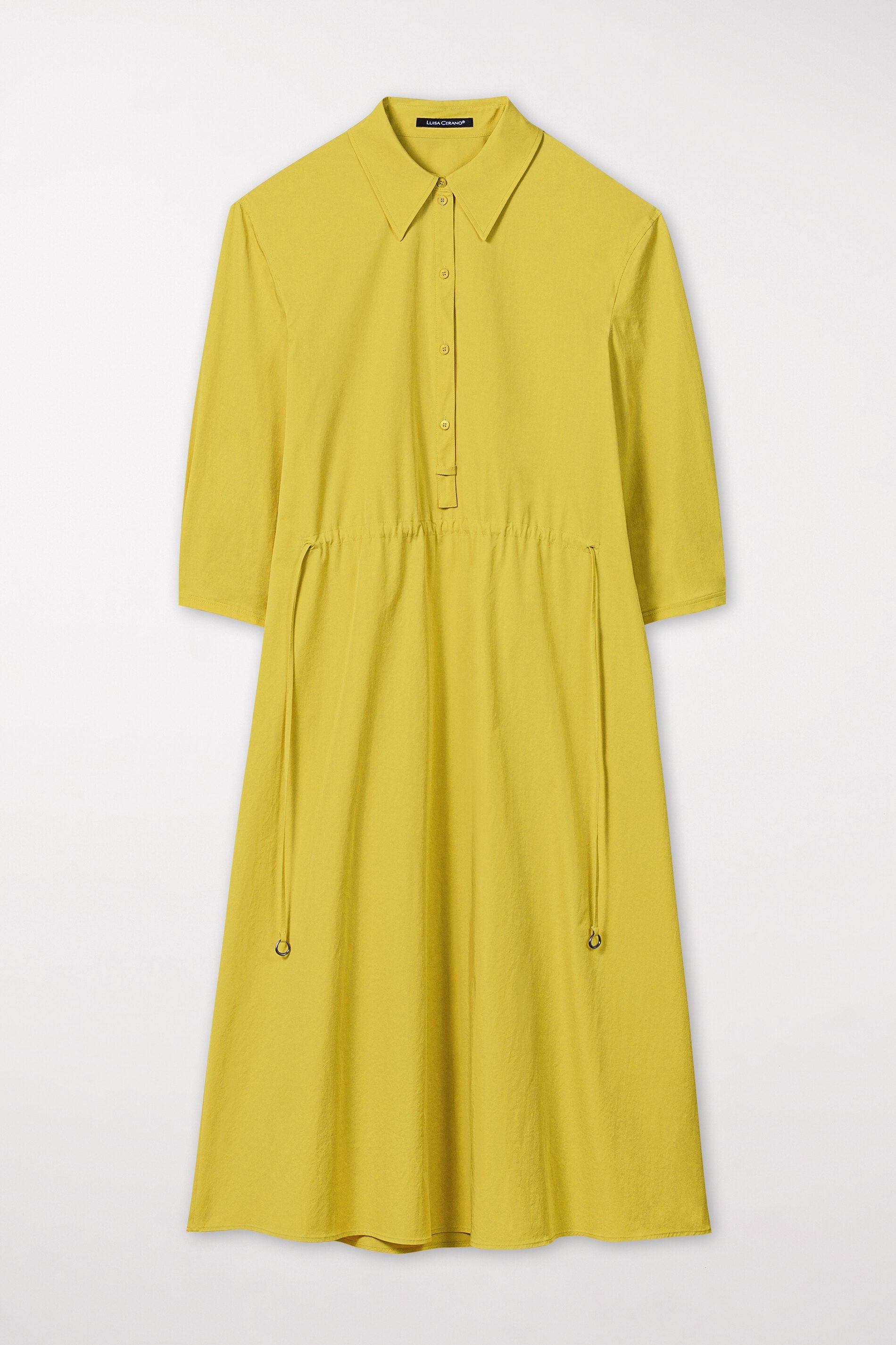 Hemdblusenkleid in Midilänge - acid yellow - lange Version | Model Front