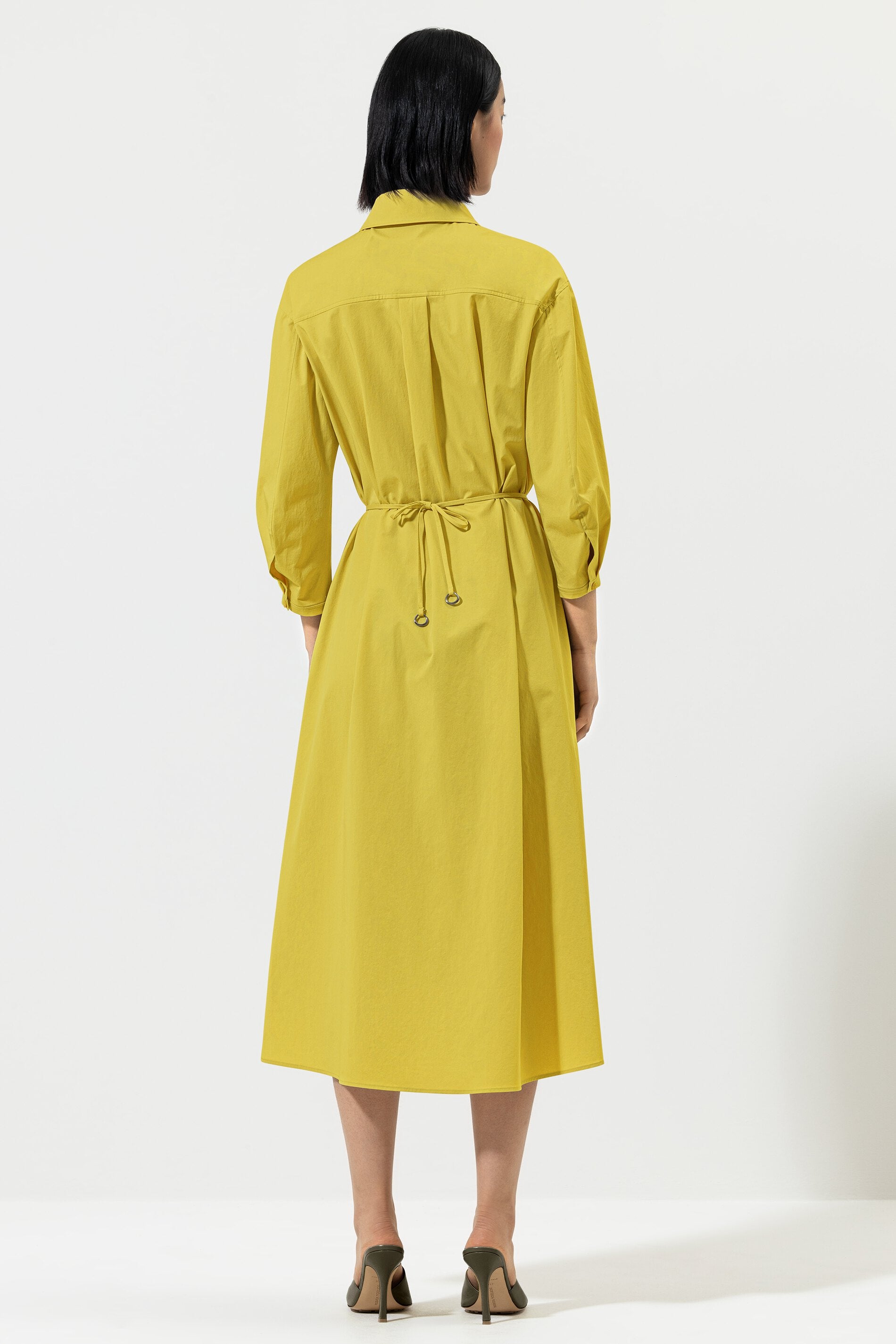 Hemdblusenkleid in Midilänge - acid yellow - lange Version | Model Detail