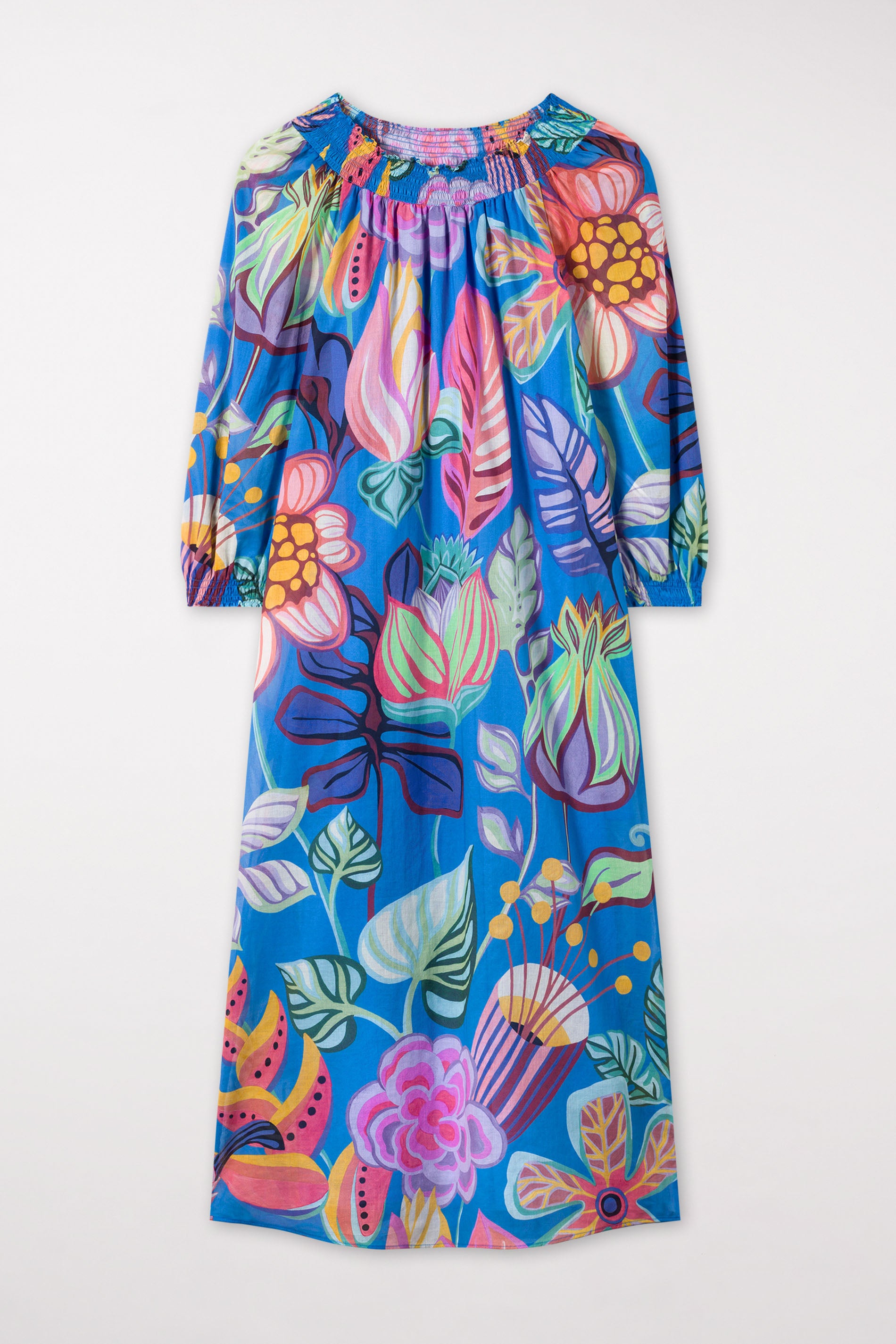 Midikleid mit Caribbean-Print - azur / multi - Standard | Model Front