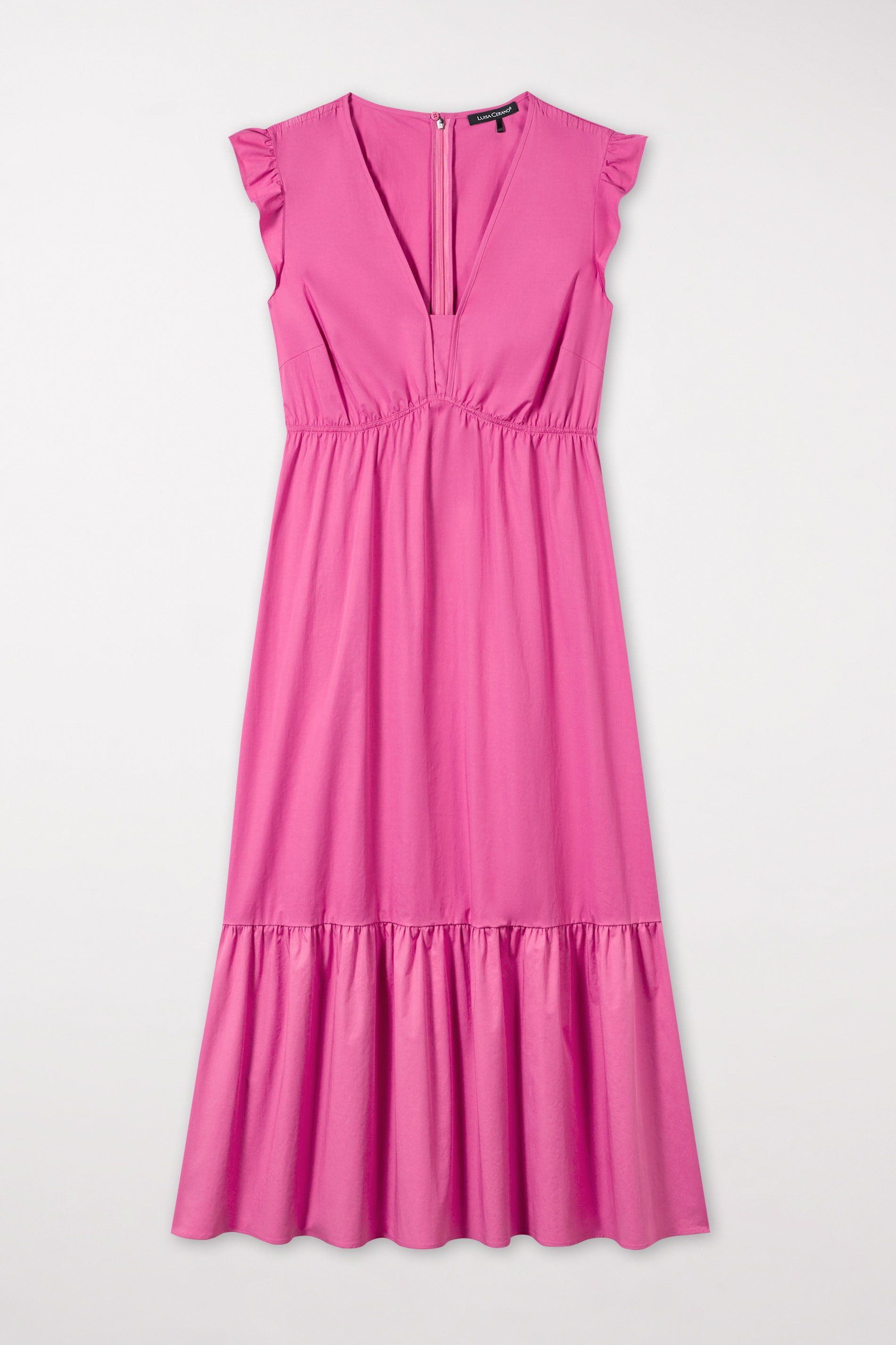 Volant-Kleid mit Cu-Sleeve - raspberry - Standard | Model Front